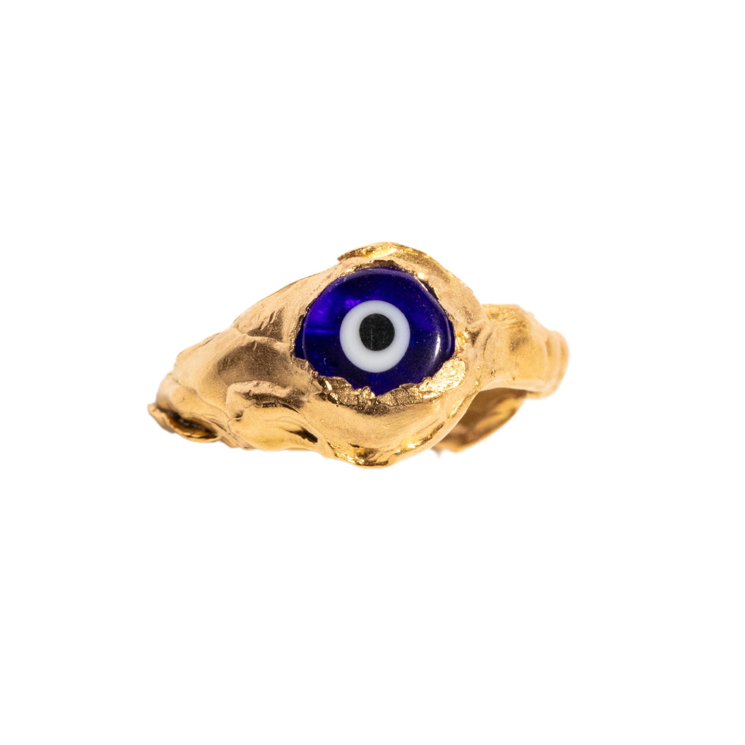 Women’s Nazar Evil Eye Glass Bead Gold Ring The Bow Jewelry