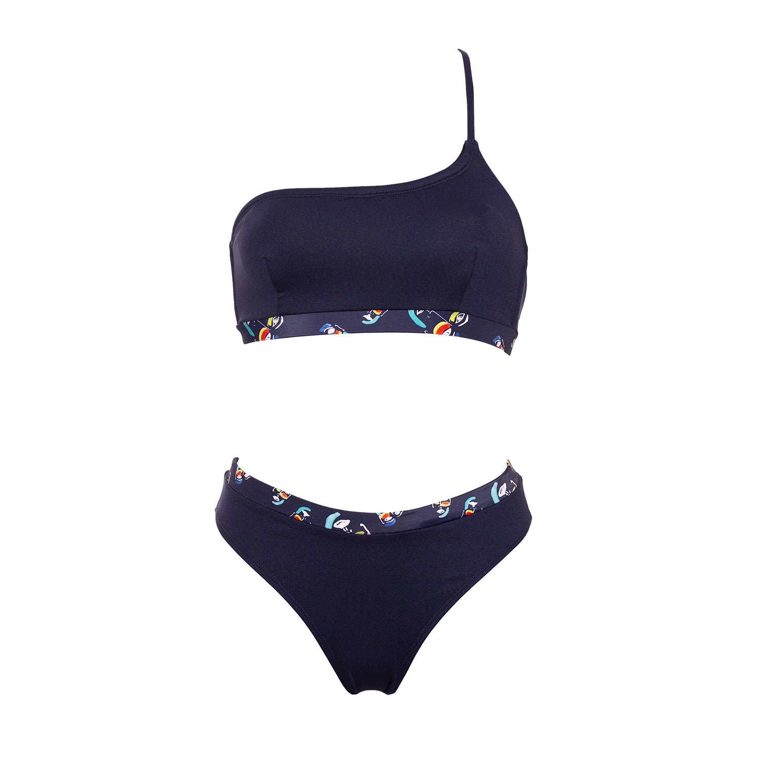 Women’s Aulala X Percheye Art Asymmetrical Bikini - Frasier - Blue Small Aulala Paris