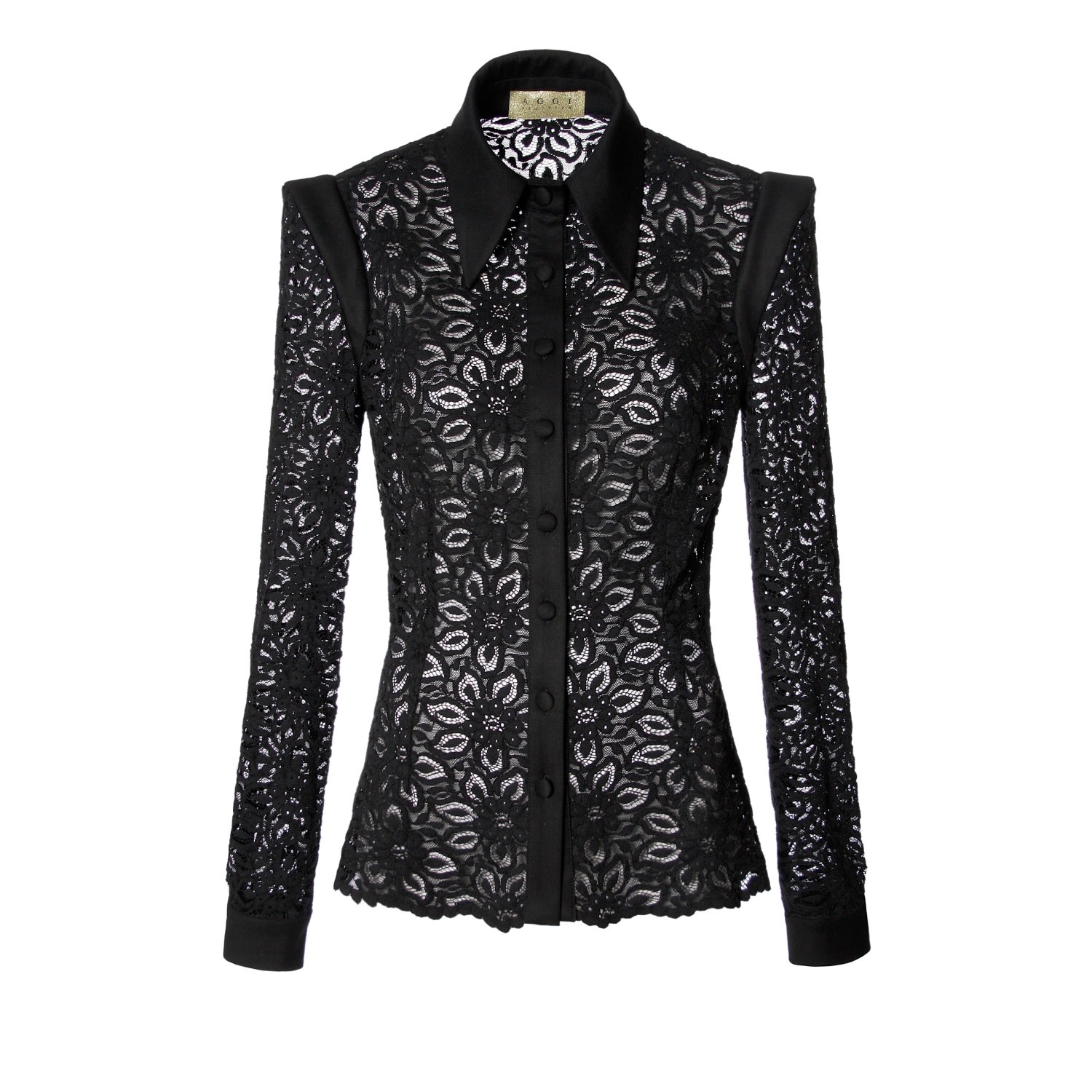 Women’s Patty Reach Black Floral Lace Shirt Extra Small Aggi