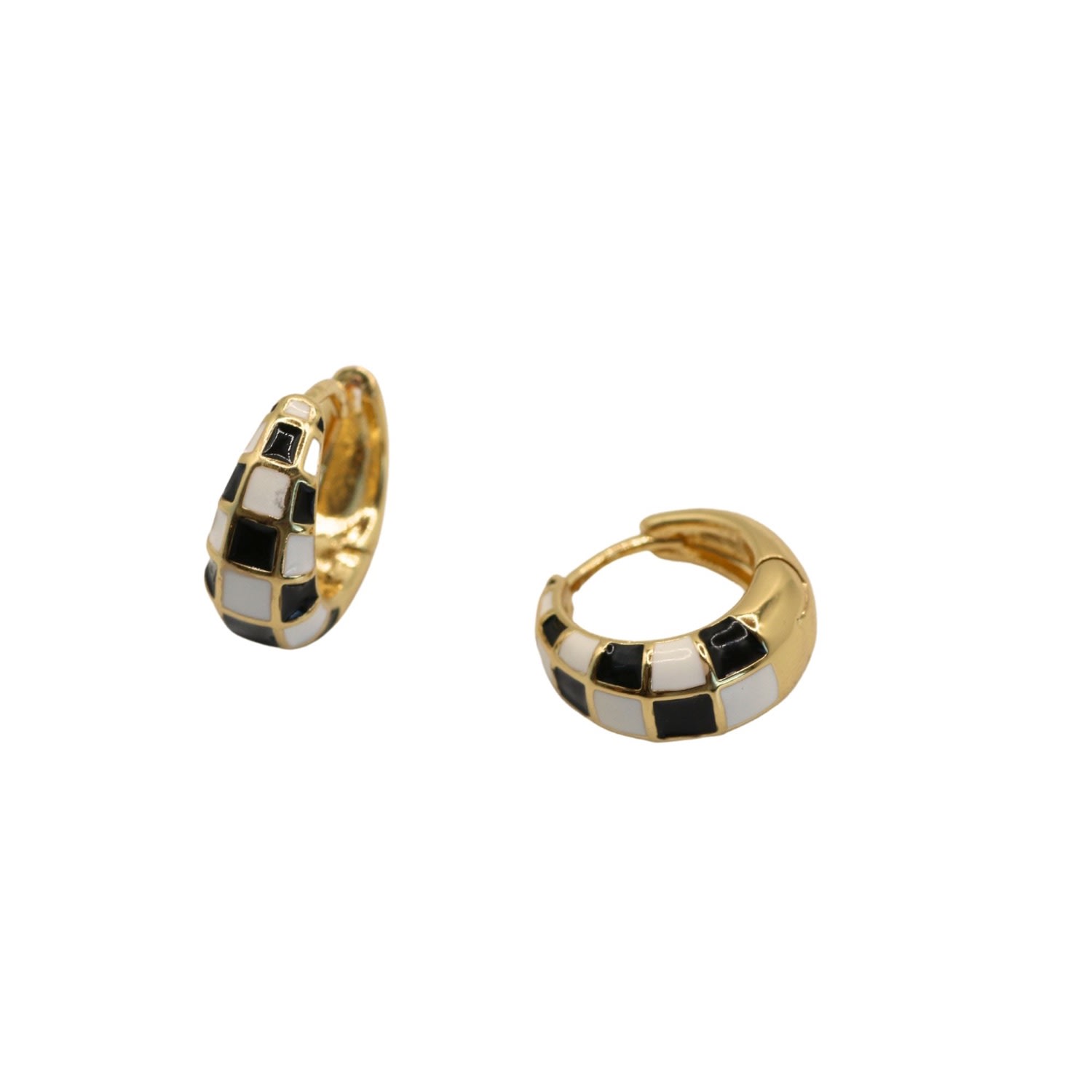 Women’s Gold Checkmate Huggies Tikkhu Jewelry