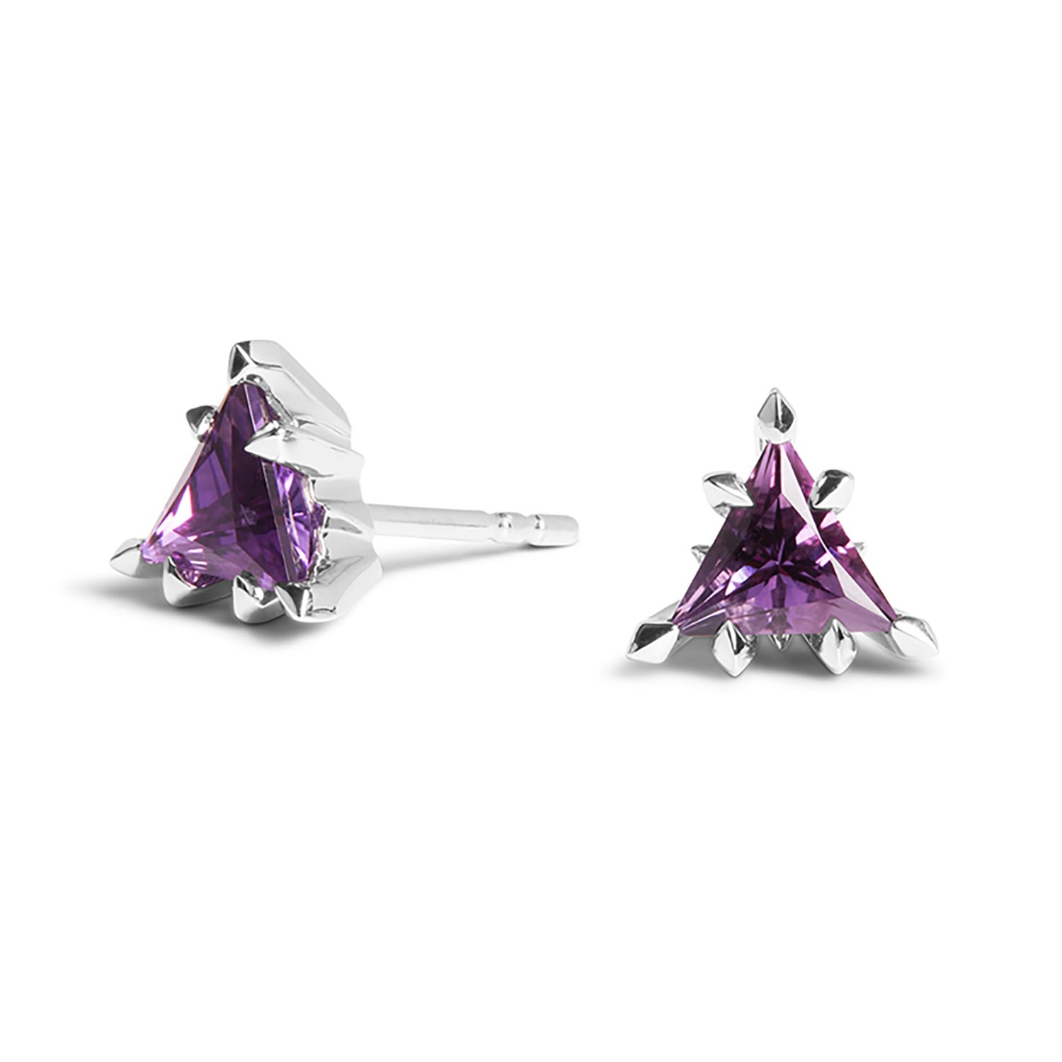 Women’s Trillion Earrings - Silver And Amethyst Kasun