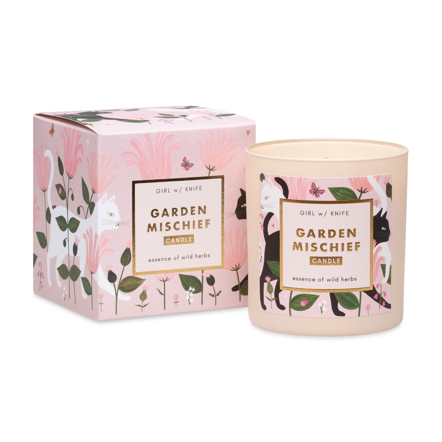 Garden Mischief Candle- Essence Of Wild Herbs Girl W/ Knife