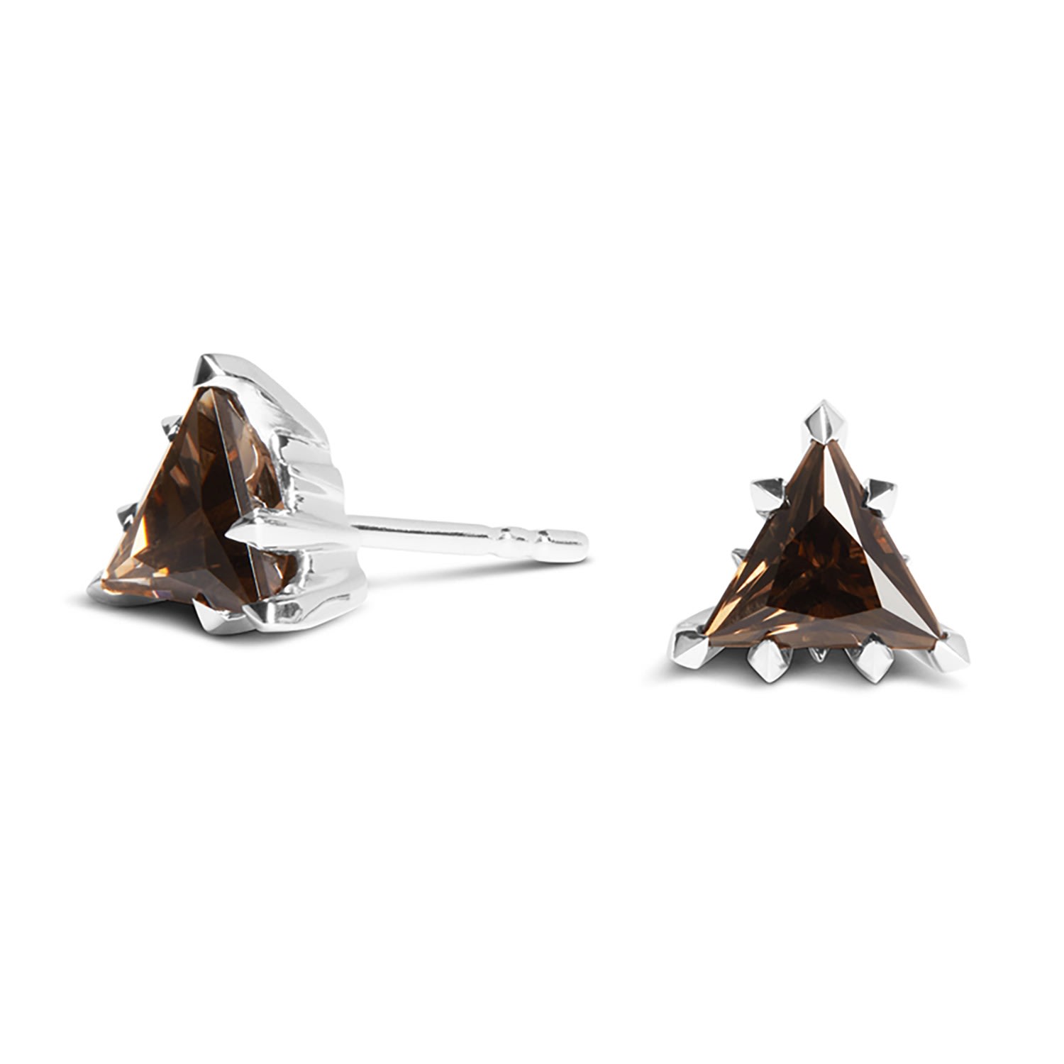 Women’s Trillion Earrings - Silver And Smokey Topaz Kasun