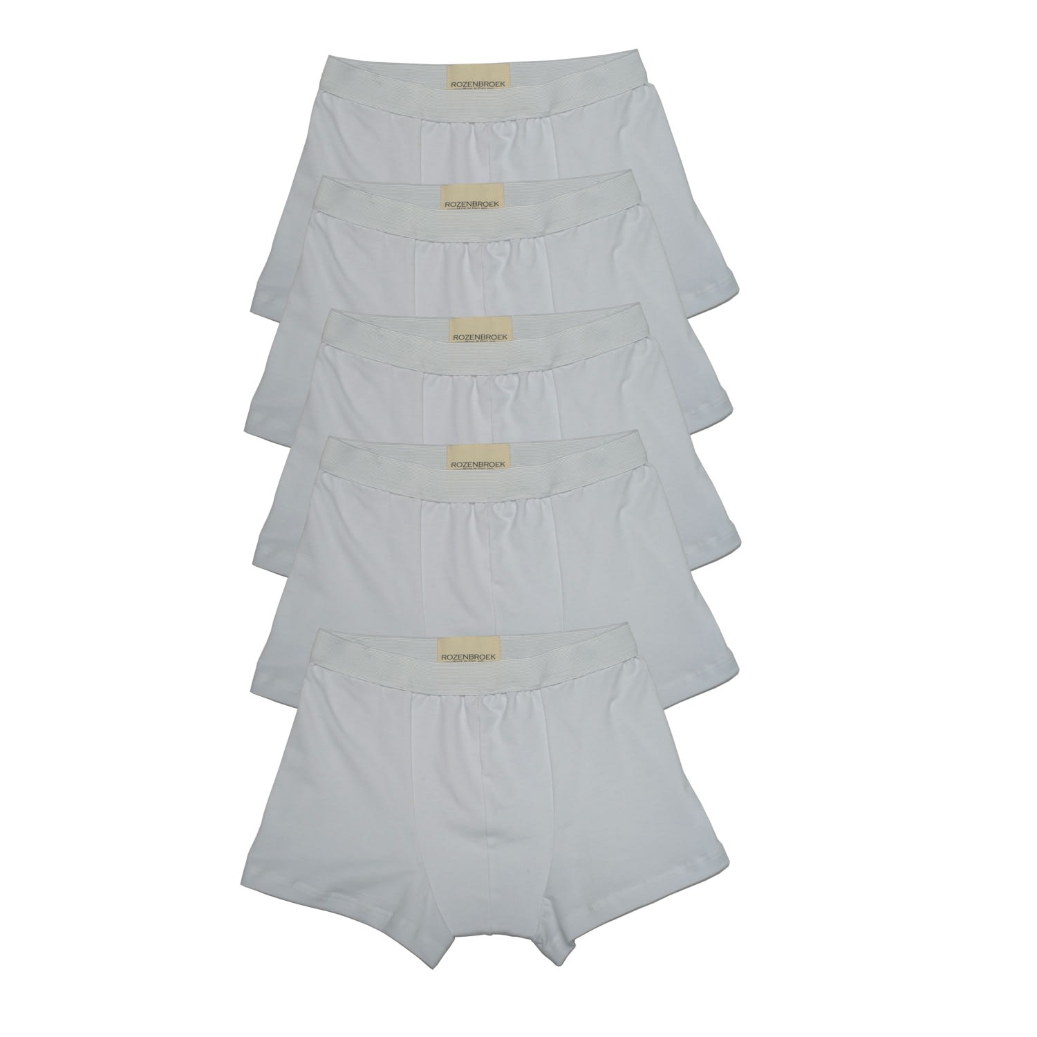 Men’s Organic Bamboo Jersey Trunk In White - Pack Of 5 Small Rozenbroek