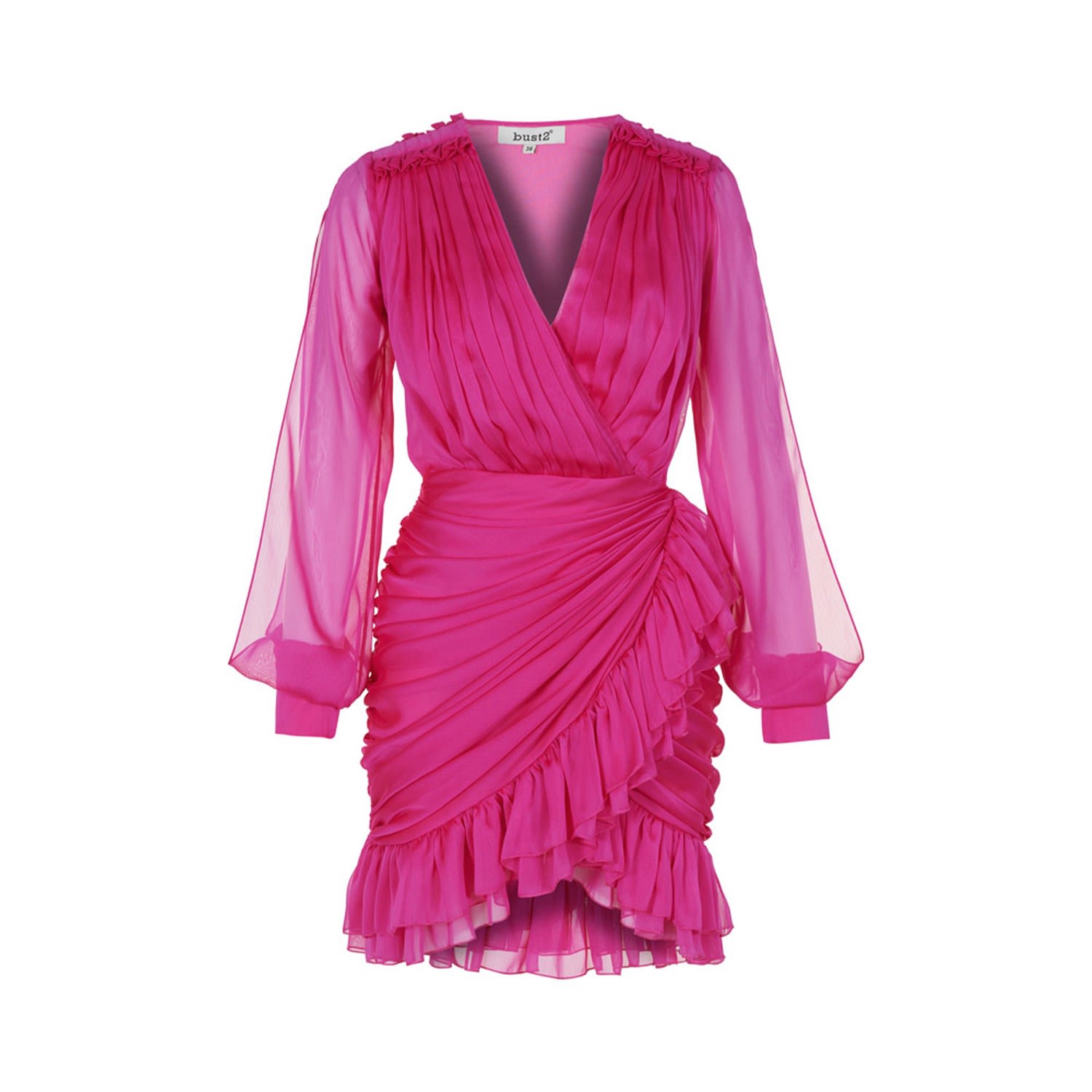 Women’s Pink / Purple Candy Pink Draped Dress - Valentine’s Day Edition Extra Small Bust2