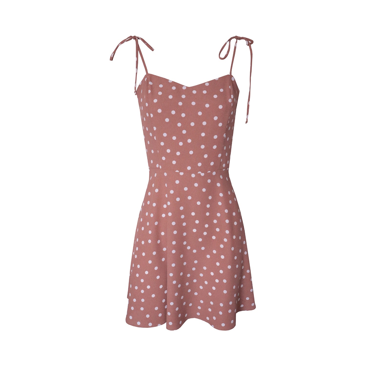 Women’s Adeline Polka-Dot Spaghetti Strap Viscose Mini Dress - Brown Small 2Kstyle