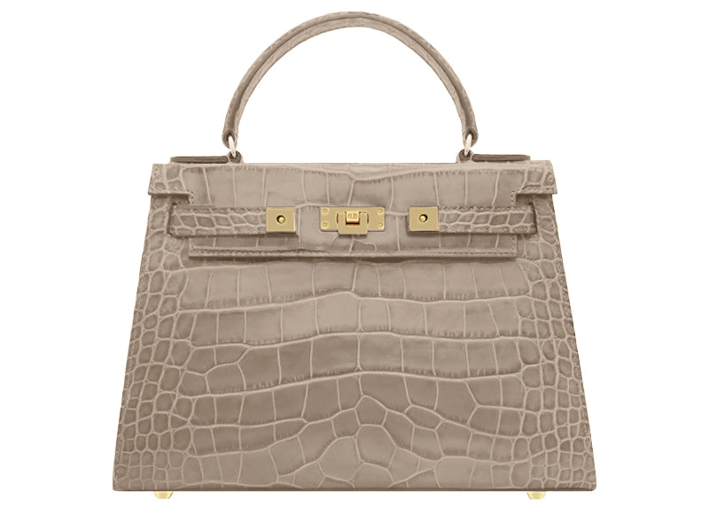 Women’s Neutrals Maya Large Orinoco ’Croc’ Print Calf Leather Handbag - Stone Lalage Beaumont