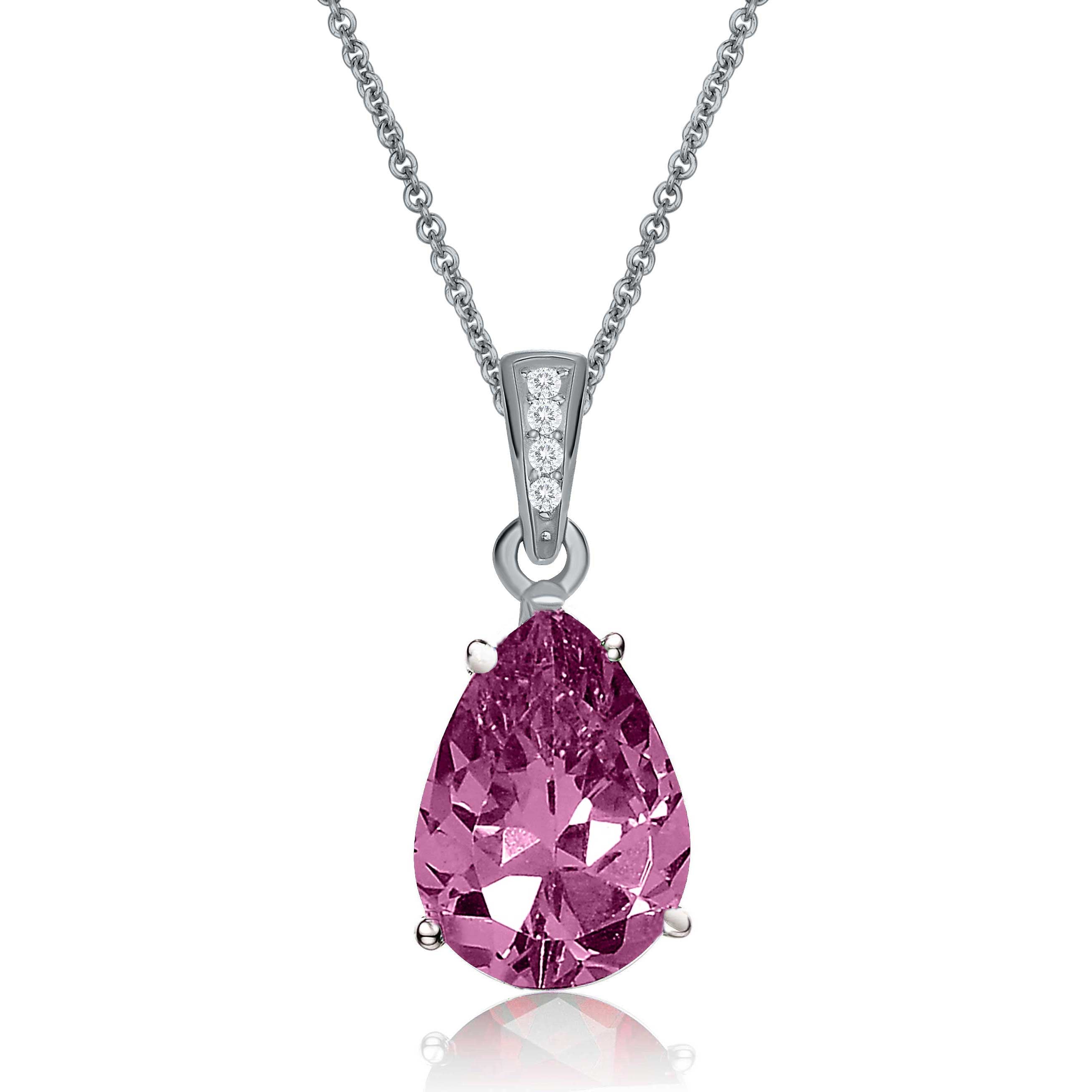 Women’s Pink / Purple / Silver Mini Constance Teardrop Necklace Genevive Jewelry