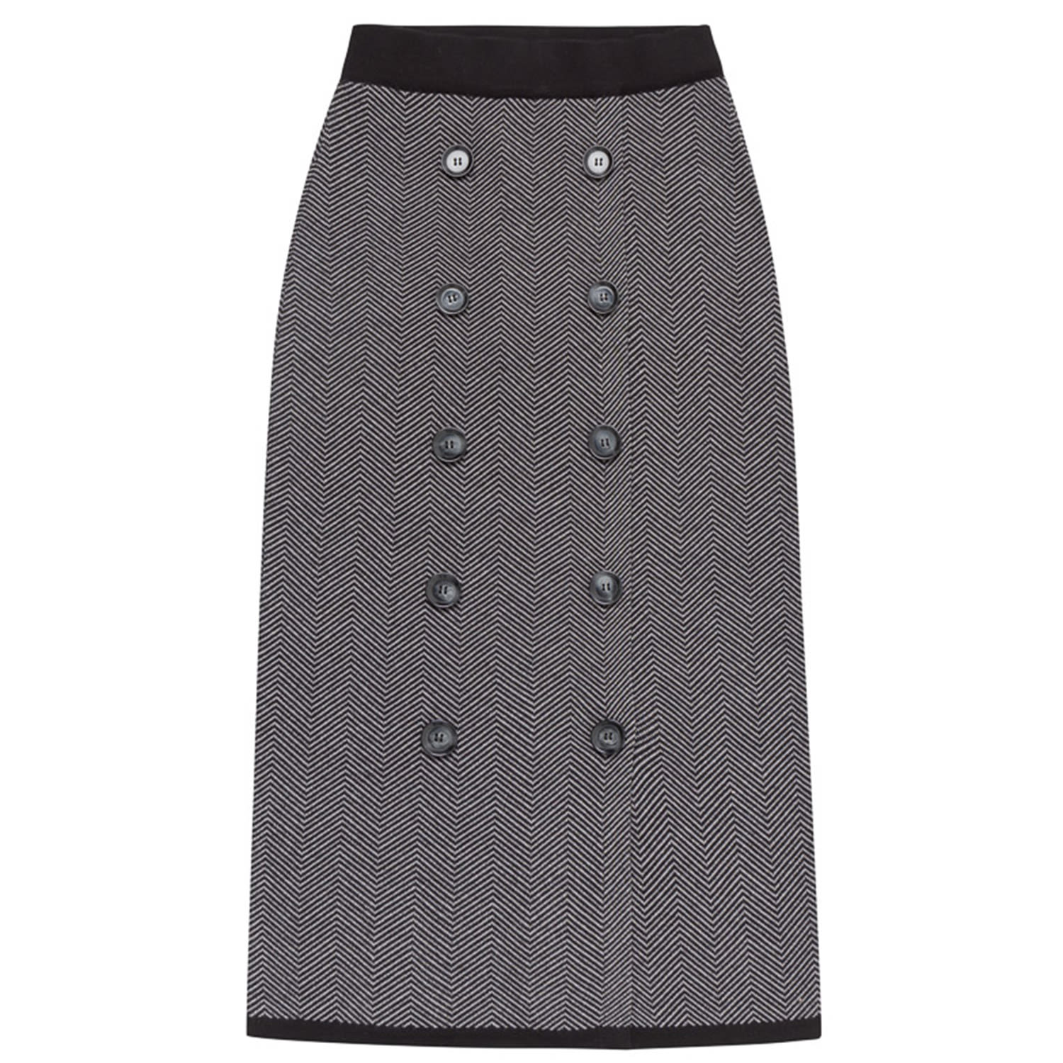 Women’s Cheshire Herringbone Midi Knit Skirt In Grey Small Peraluna