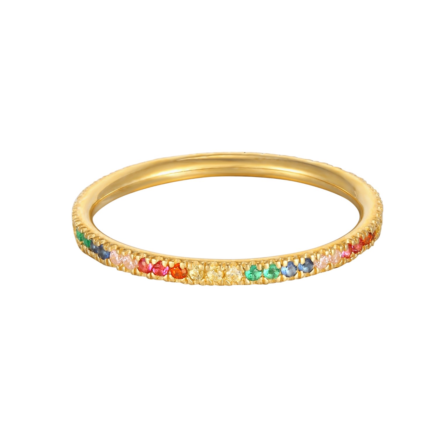 Women’s 22Ct Gold Vermeil Eternity Rainbow Colored Stone Ring Seol + Gold