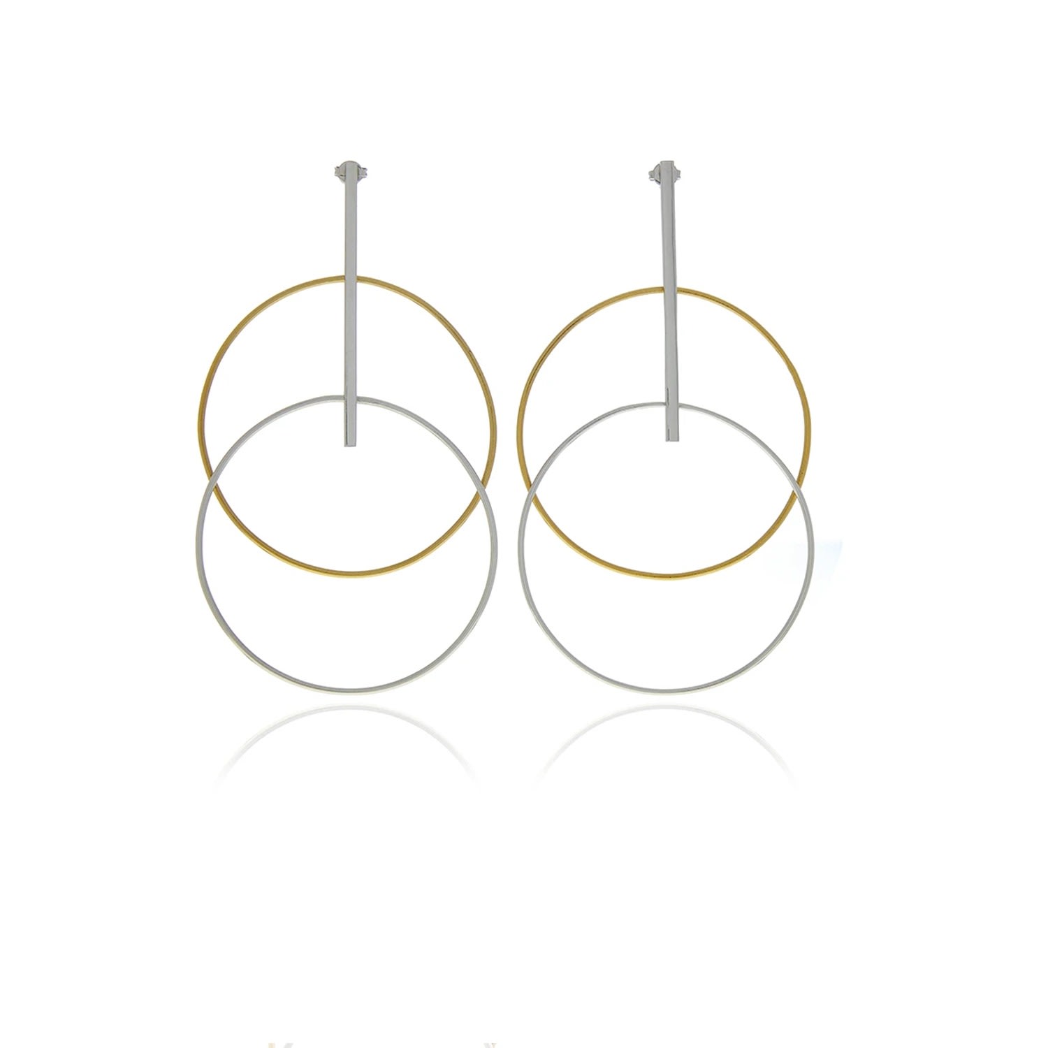 Women’s Silver With Gold Two Tone Circle Earrings Georgina Jewelry
