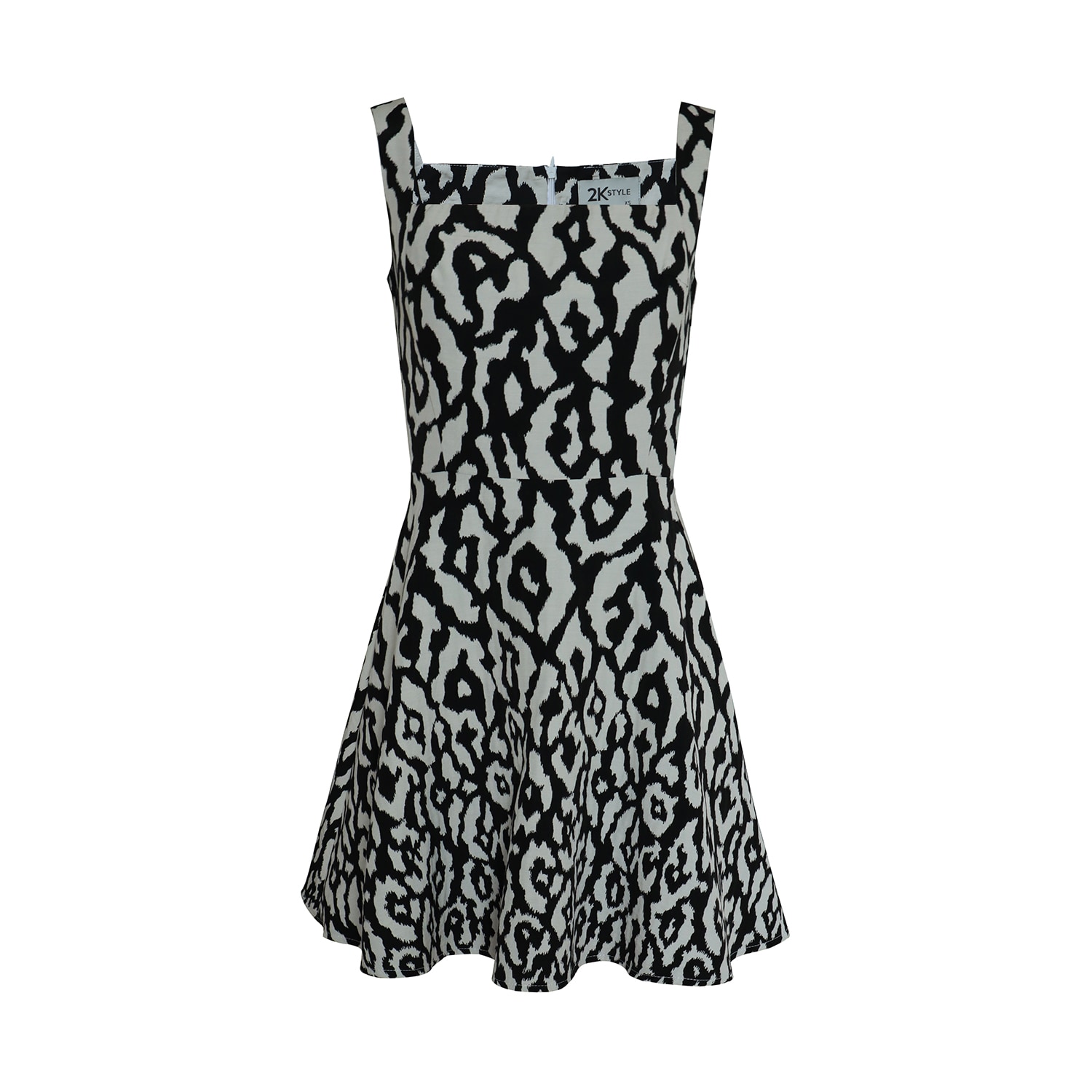 Women’s Black / White Zinaida Animal Print Mini Dress From French Jacquard - Black And White Small 2Kstyle