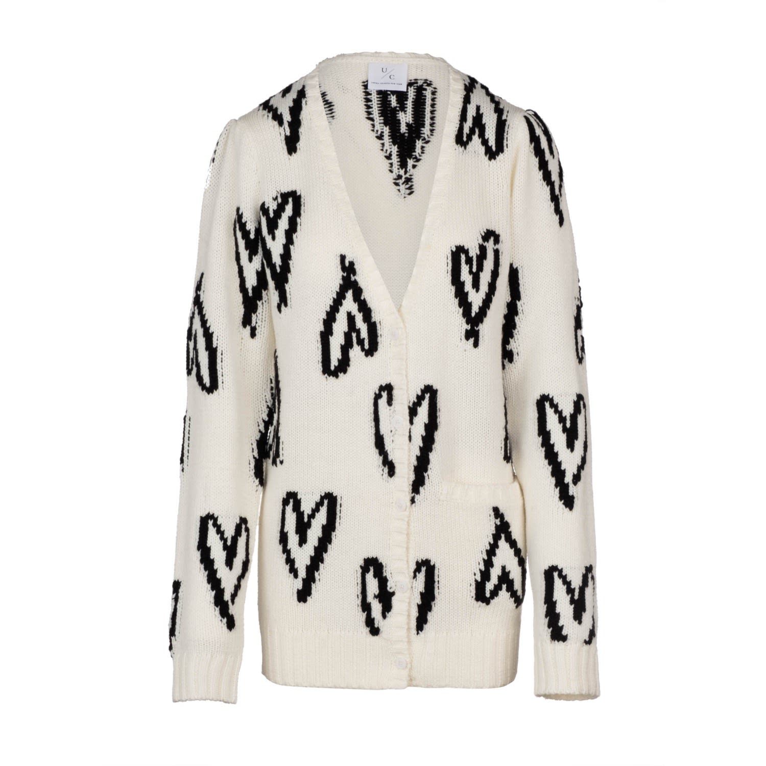 Women’s White Scribble Heart Cardigan Cream Extra Large Undra Celeste New York