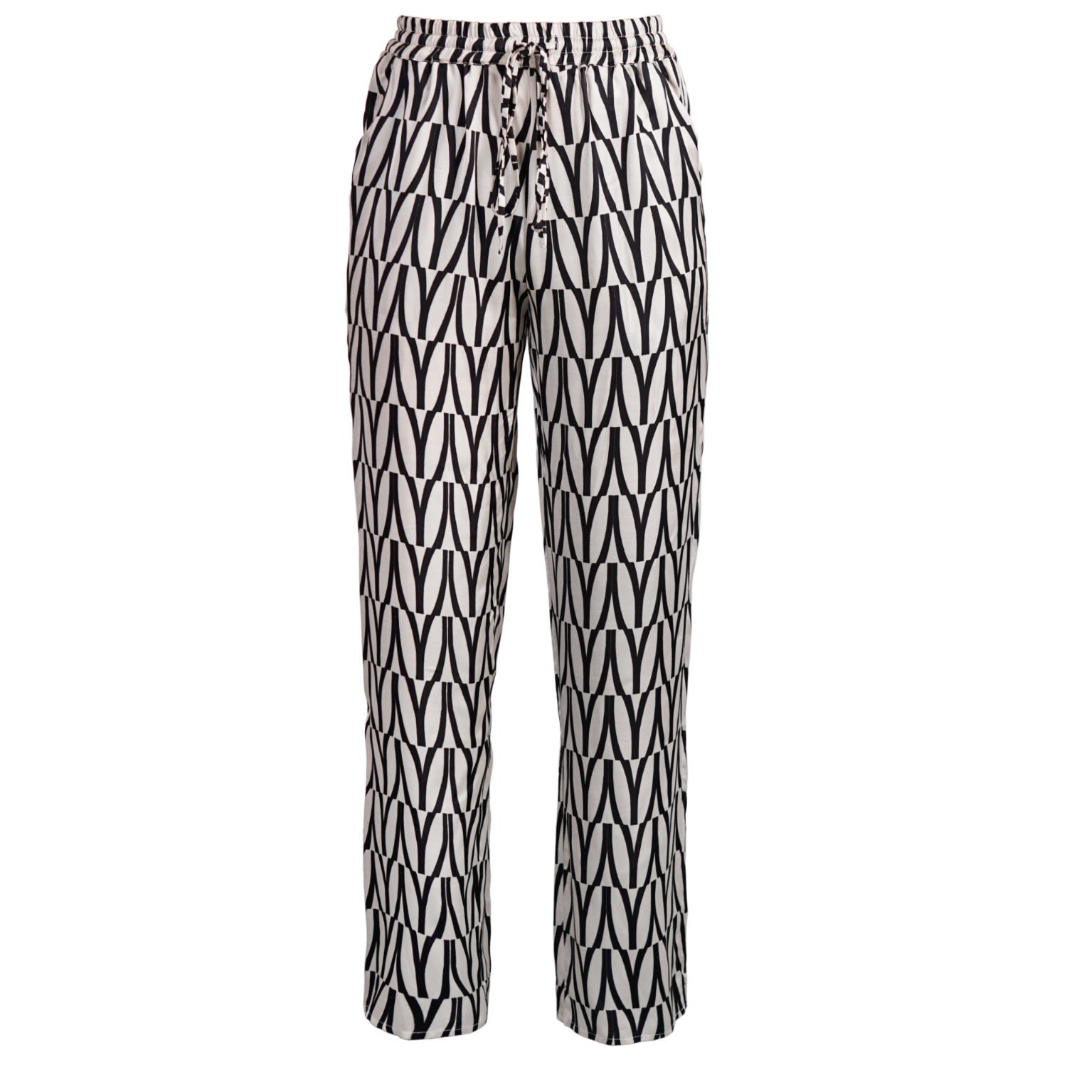 Women’s Evie Trousers In Black & Cream Abstract Print Small Antonia York