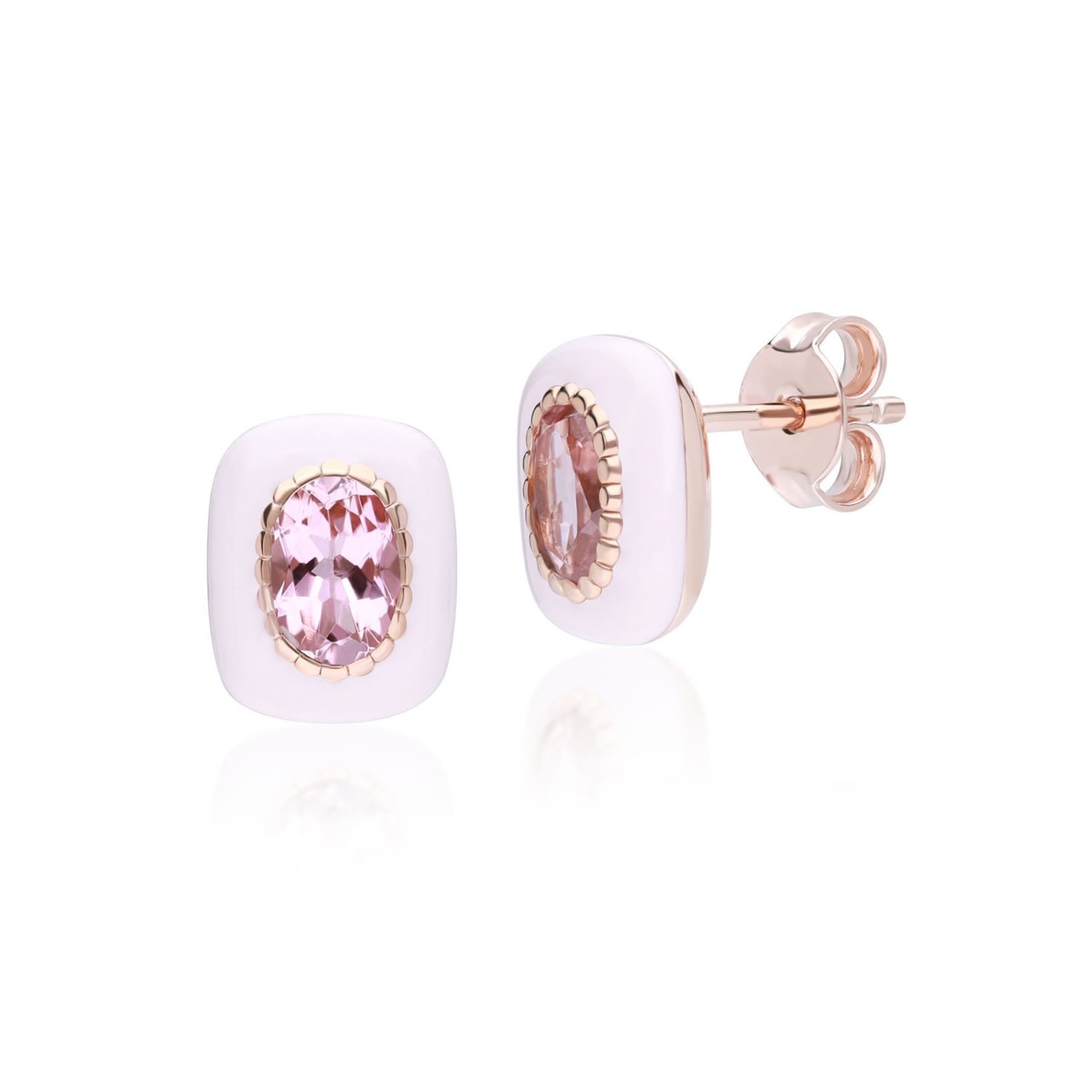 Women’s Pink / Purple Siberian Waltz Enamel & Pink Tourmaline Stud Earrings Gemondo