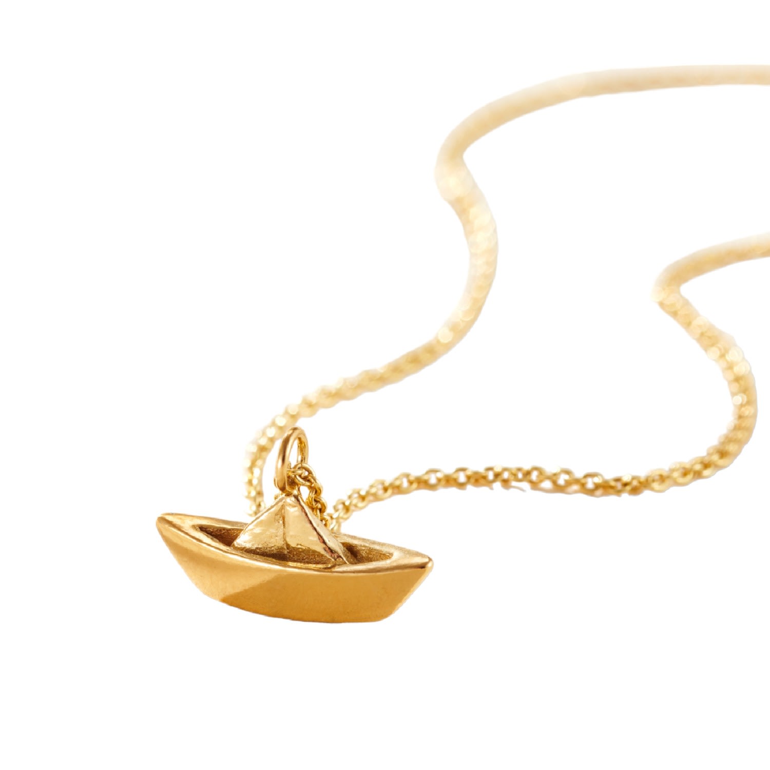 Women’s Yellow Gold Plated Origami Boat Charm Necklace Posh Totty Designs