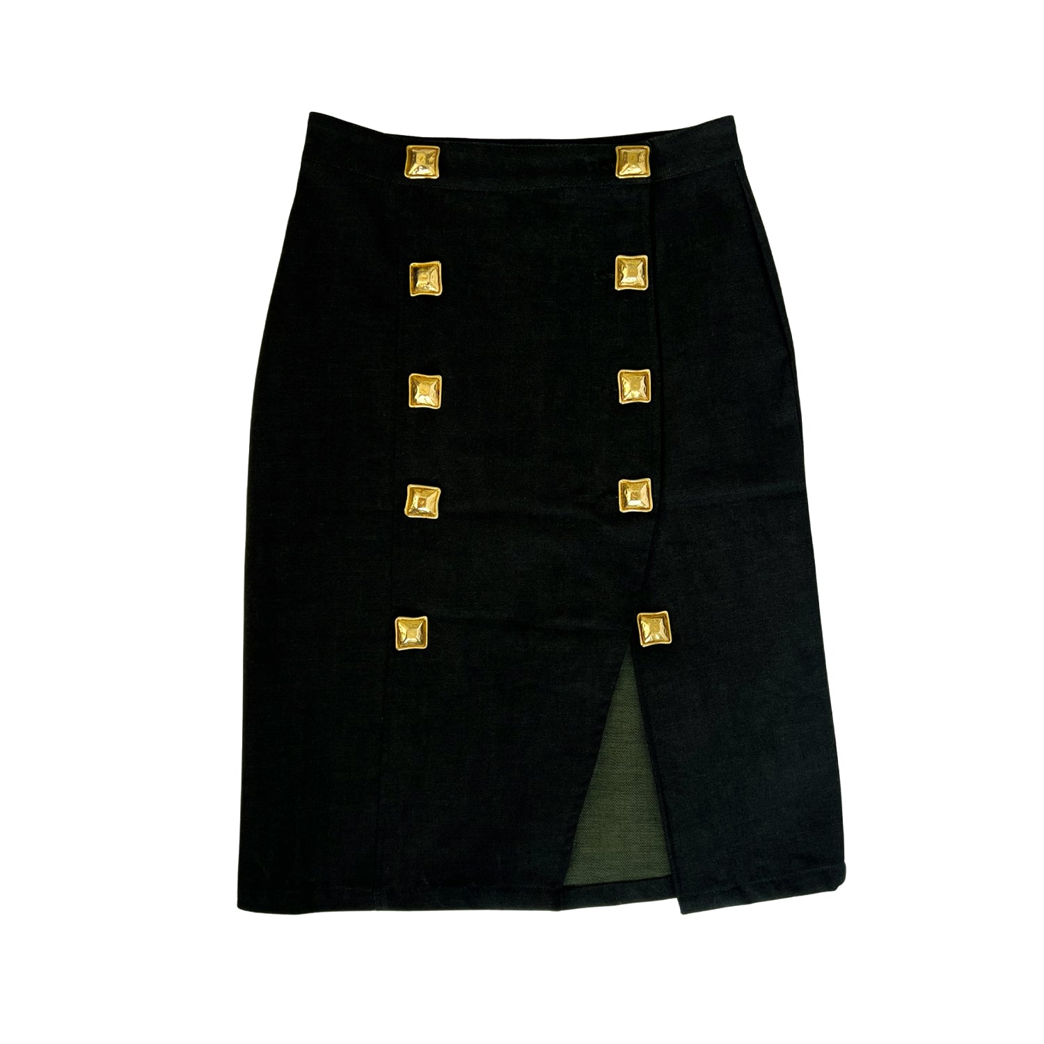 Women’s Green / Black Majorelle Midi Skirt In Dark Green Denim Extra Small L2R the Label