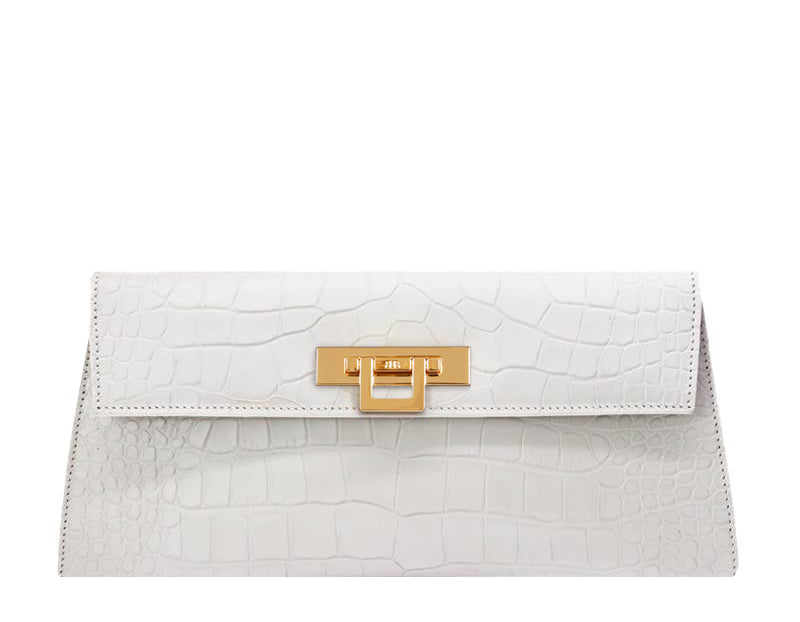 Women’s Fonteyn Clutch Orinoco Print Calf Leather Handbag - White Lalage Beaumont