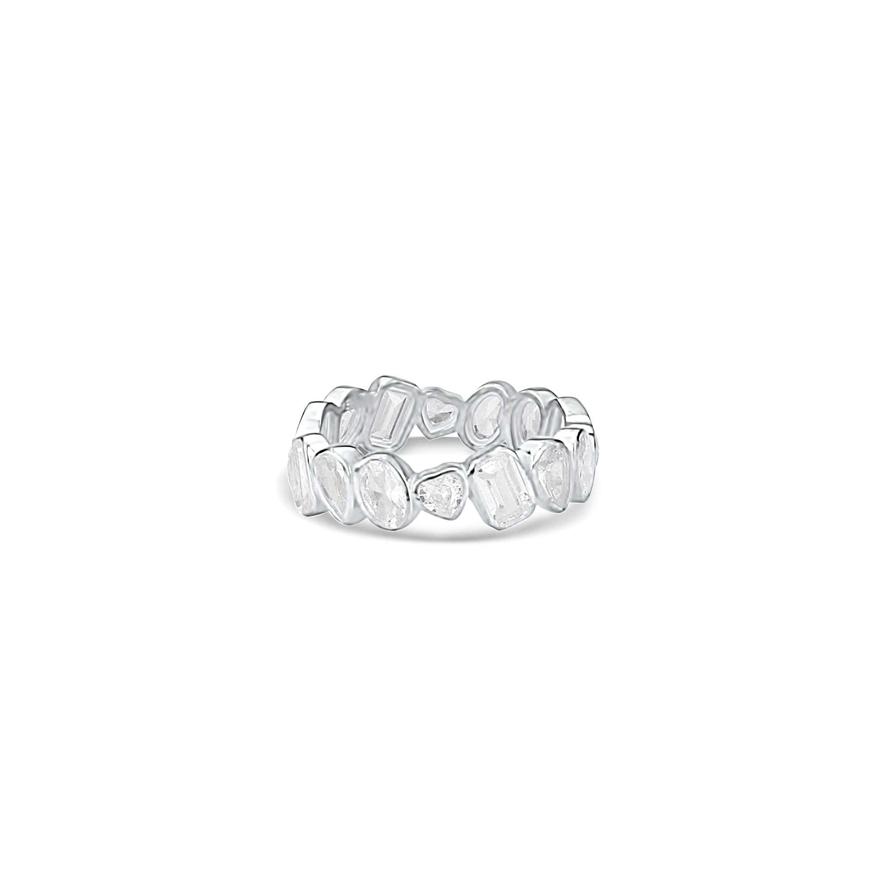 Women’s Mixed Shape Bezel Set Eternity Band - Silver Shymi