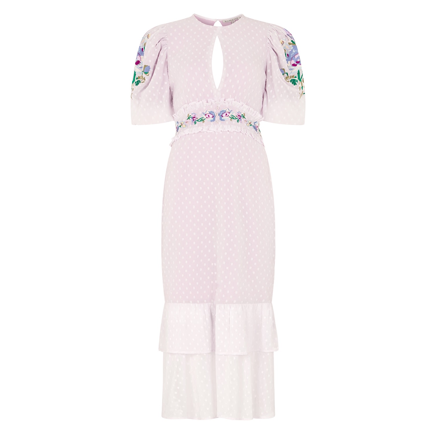 Women’s Pink / Purple The Valencia Dobby Mesh Embroidered High Neck Midi Dress Extra Small Hope and Ivy