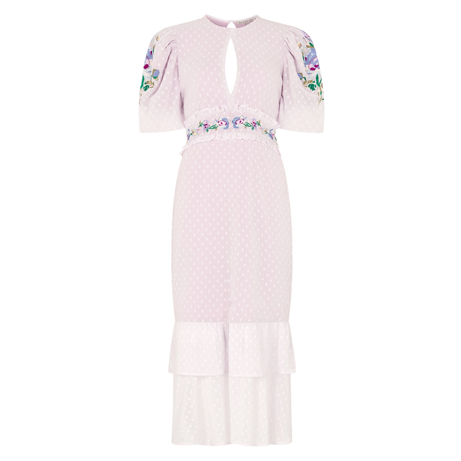 Women’s Pink / Purple The Valencia Dobby Mesh Embroidered High Neck Midi Dress Large Hope and Ivy