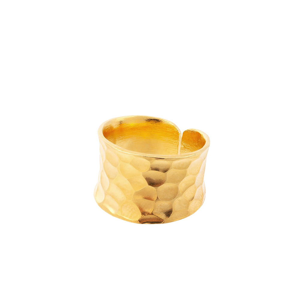 Women’s Nudo Gold Short Hammered Ring - Size Adjustable Midi Ring Amadeus