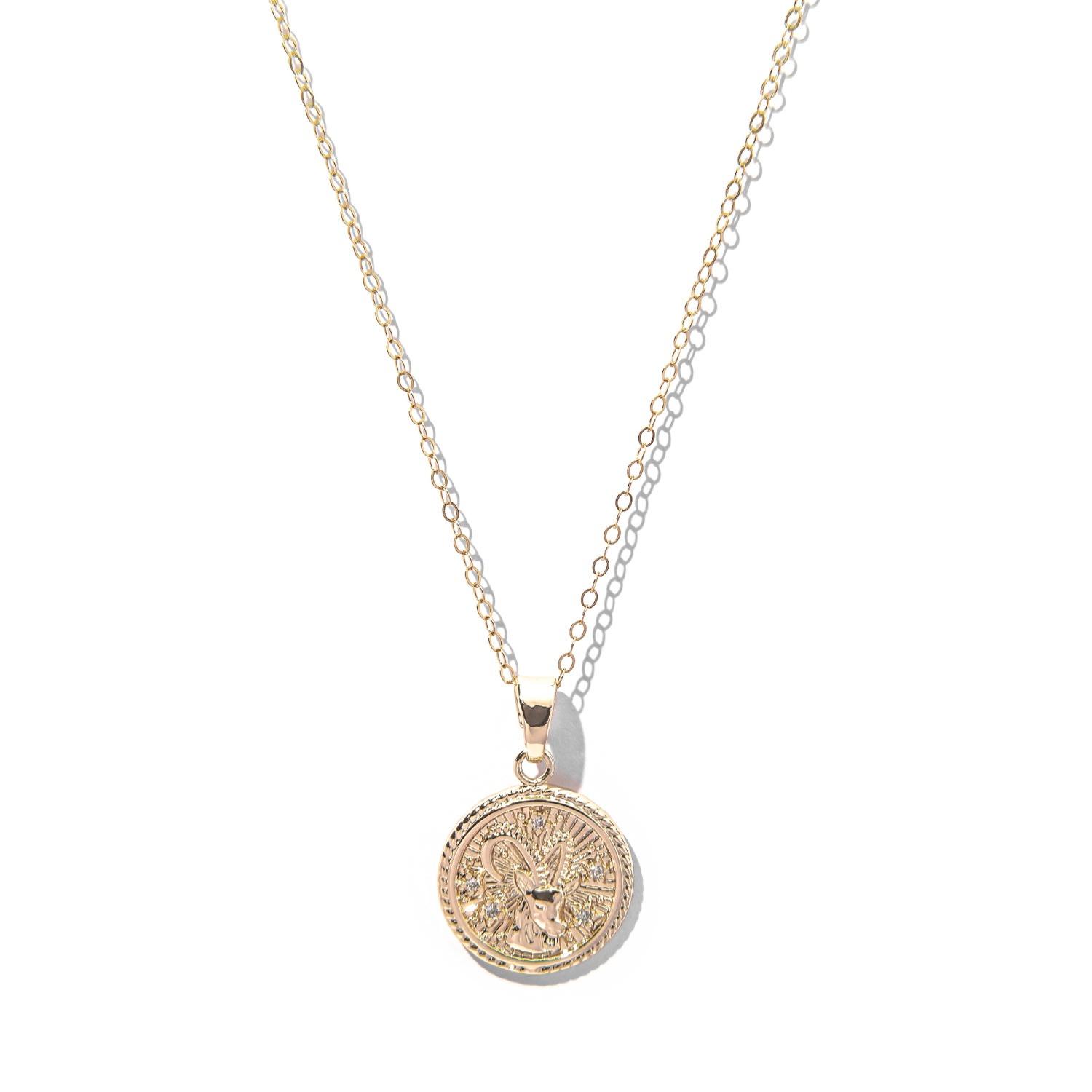 Women’s Capricorn Zodiac Medallion Pendant Gold Filled Necklace The Essential Jewels