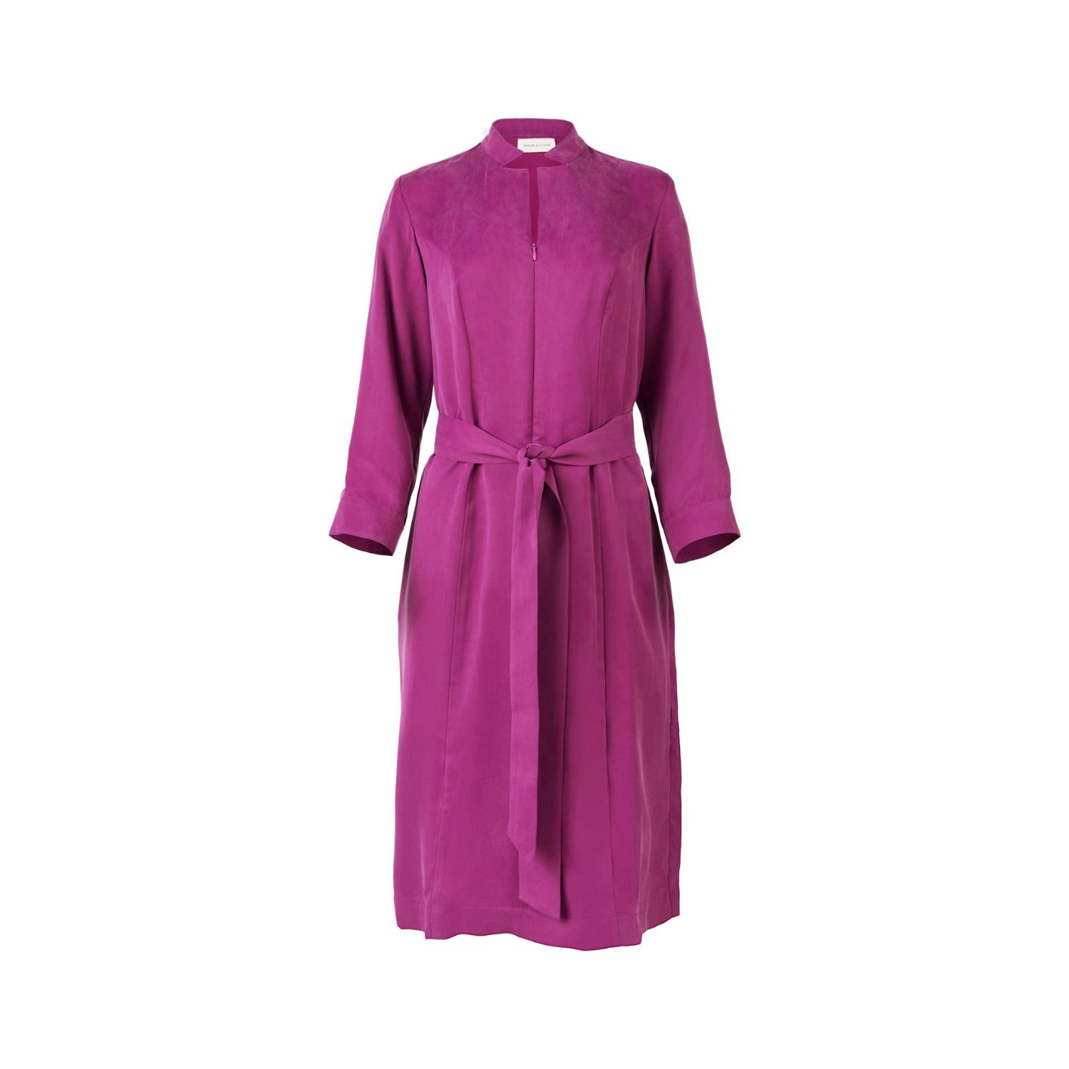 Women’s Pink / Purple Birdie Front-Zipper Dress With Belt Magenta XXL Birdie & Claire