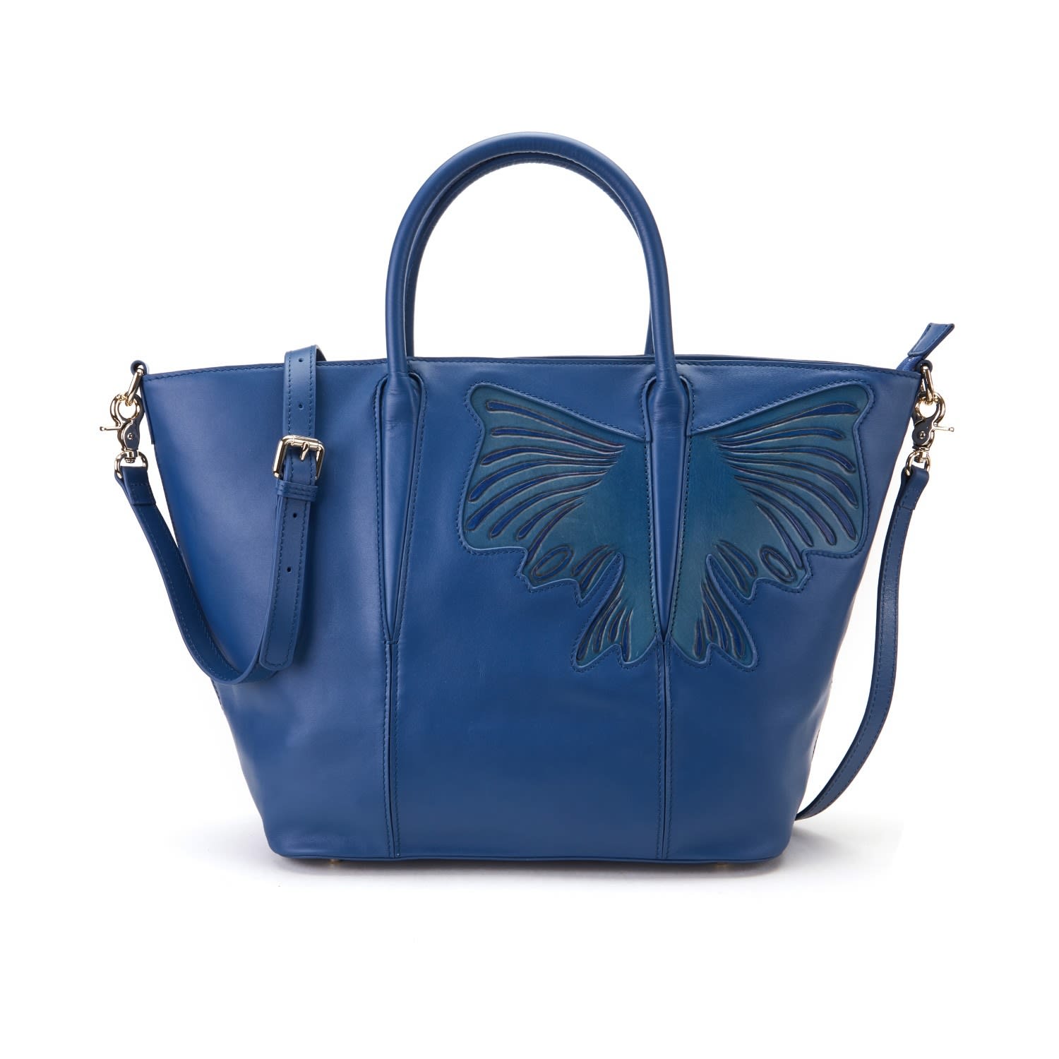 Women’s Butterfly Top Handle Leather Bag Blue Bellorita