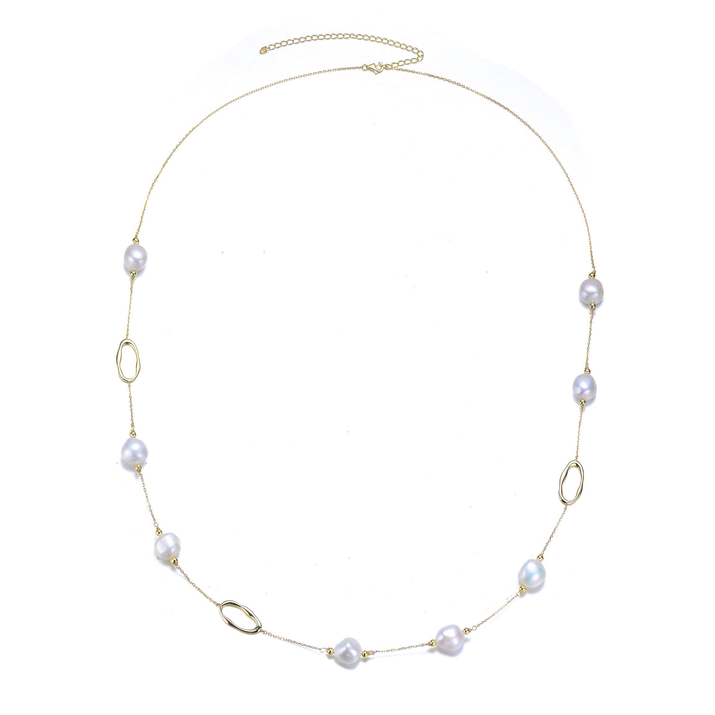Women’s Gold / White Brigitte Dainty Golden Pearl Necklace Genevive Jewelry