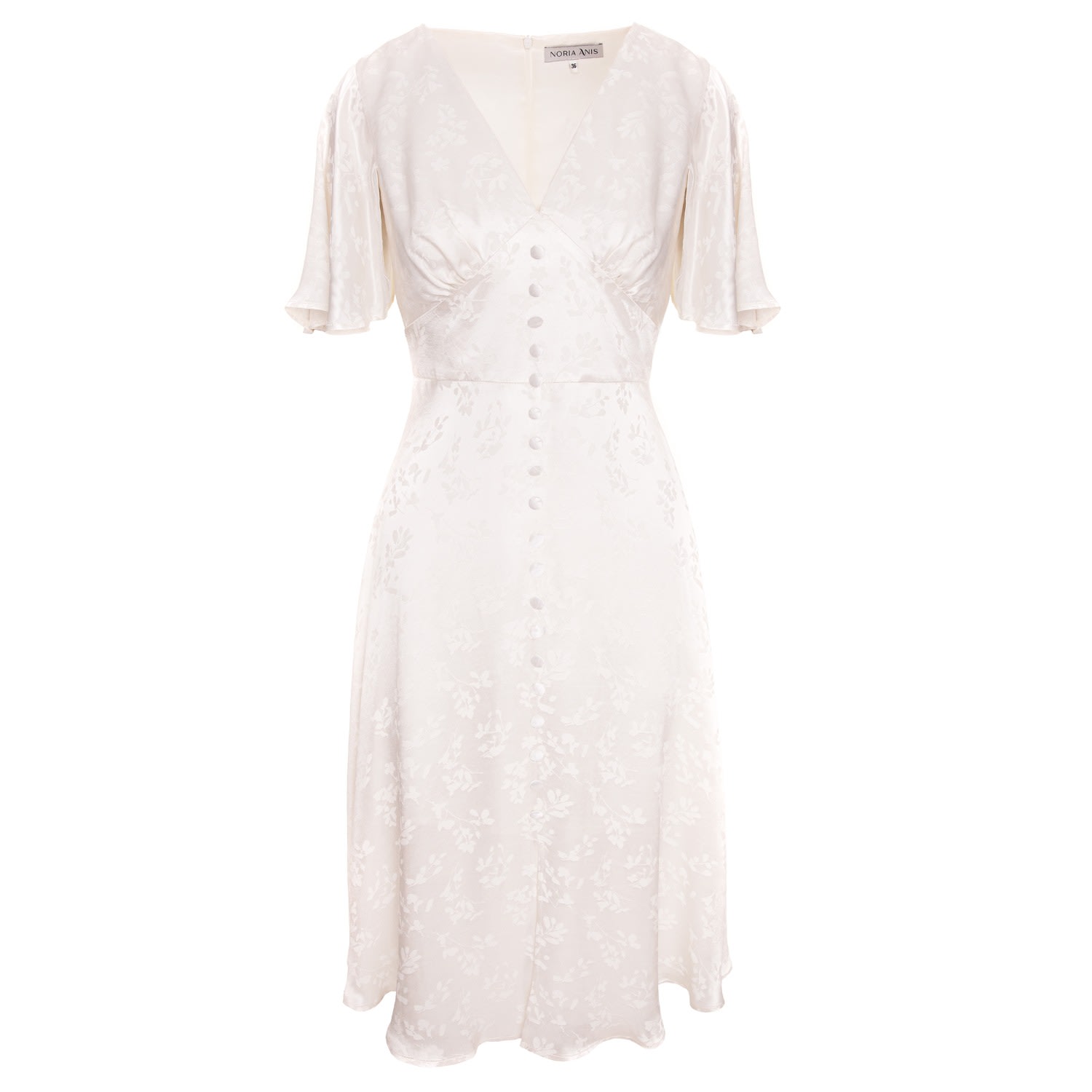 Women’s Bel Air White Flutter Sleeve Midi Dress Xxs Noria Anis