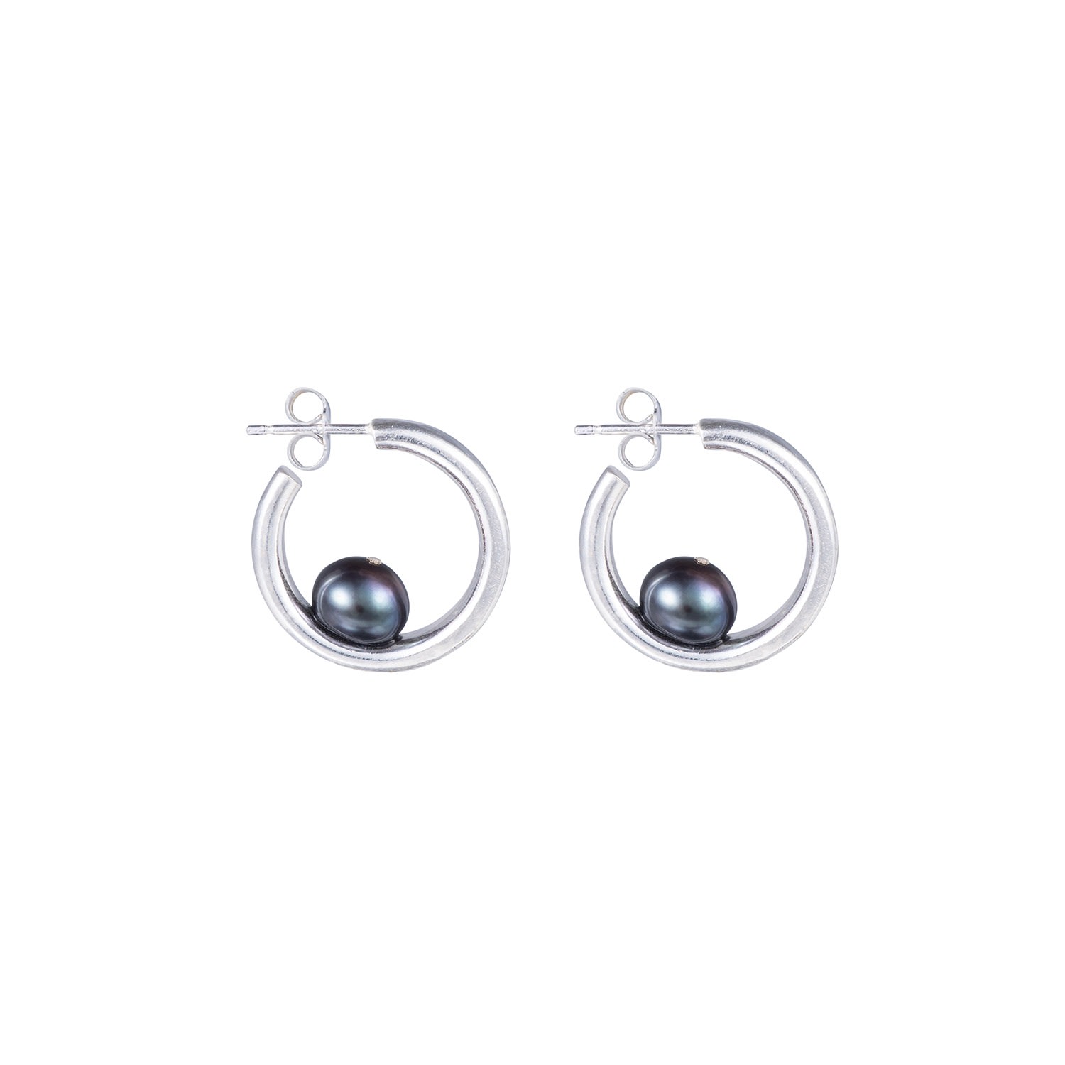 Women’s Silver / Grey / Black Peacock Pearl Hoops Madeleine Holloway