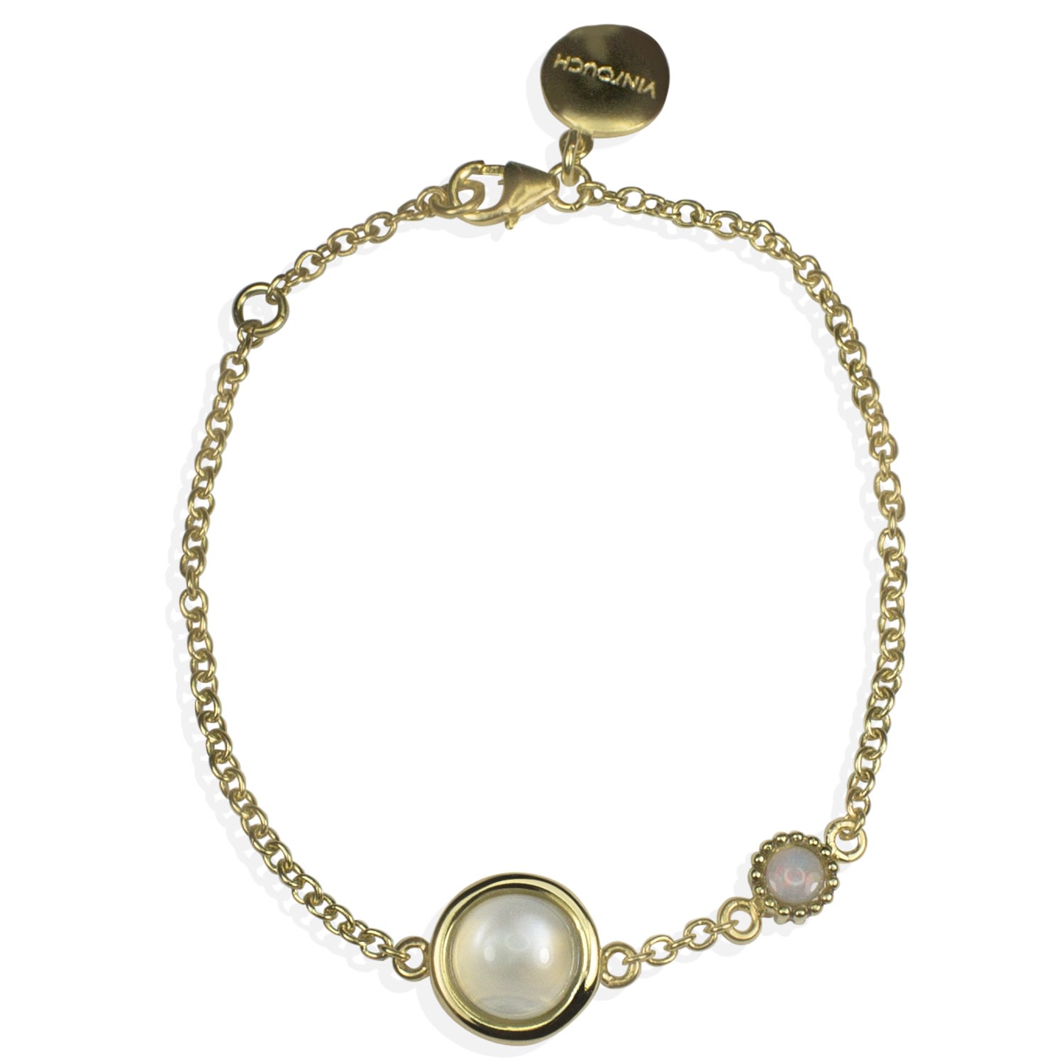 Women’s Satellite Gold Vermeil Moonstone & Opal Bracelet Vintouch Italy