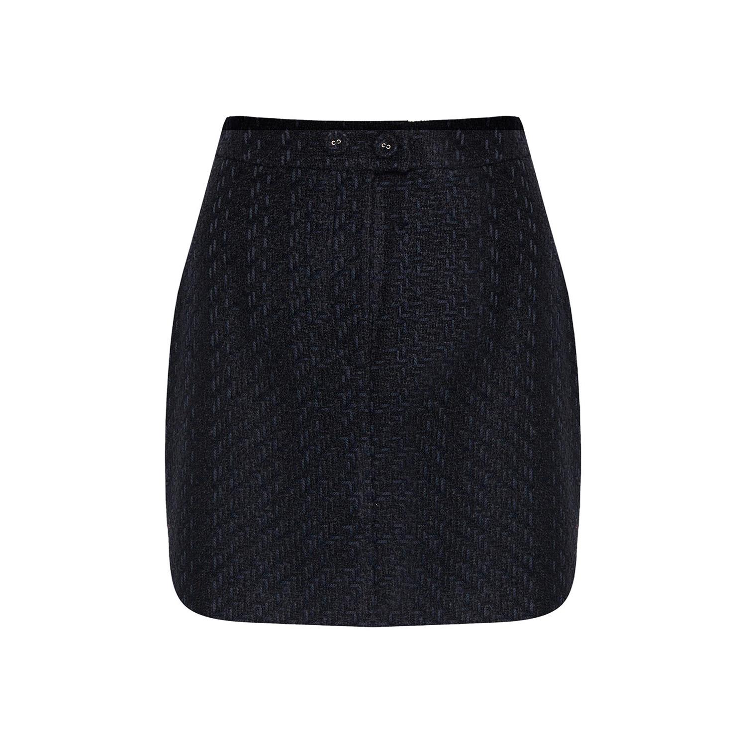 Women’s Zipper Detailed Mini Blue Tweed Skirt Small Rue Les Createurs