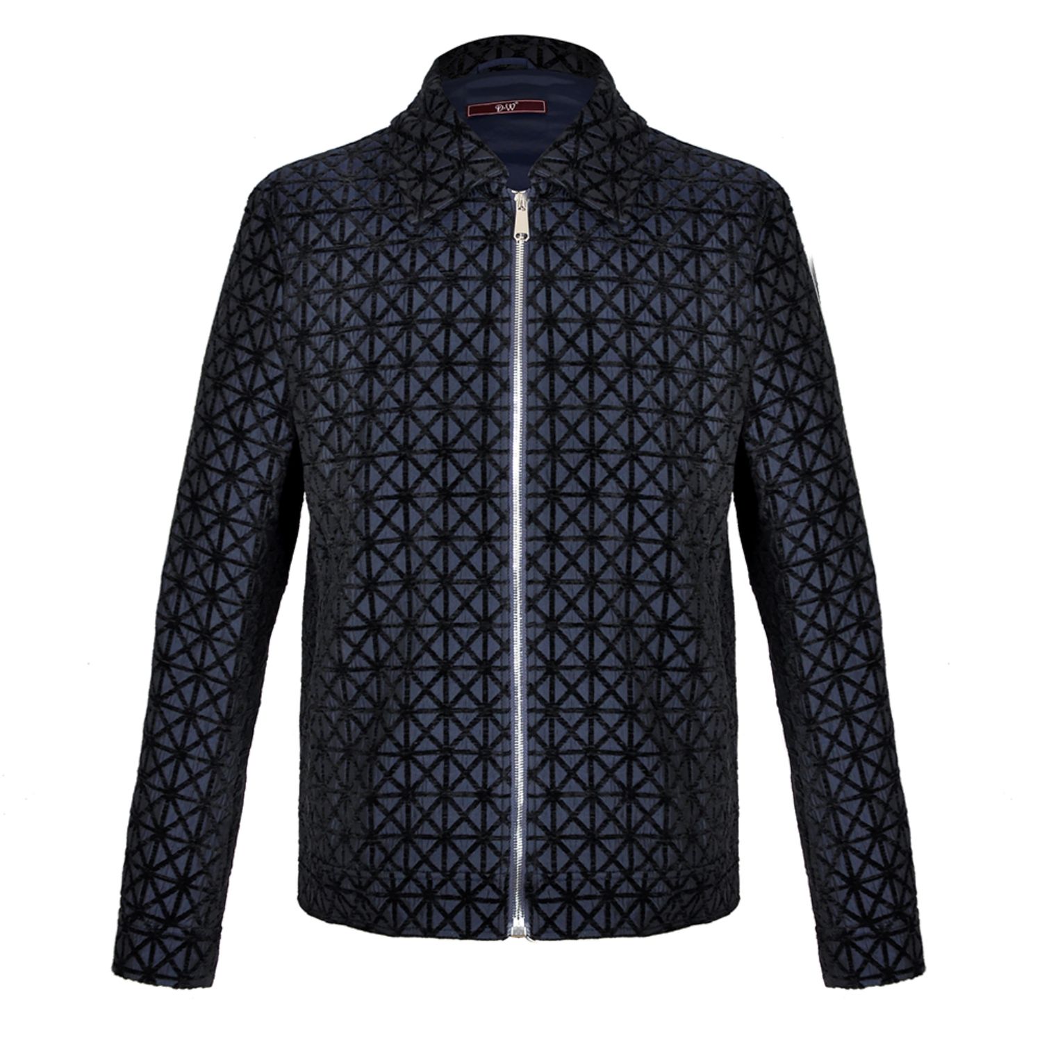 Men’s Kensington Luxury Velvet Jacquard Jacket - Navy Blue Small David Wej