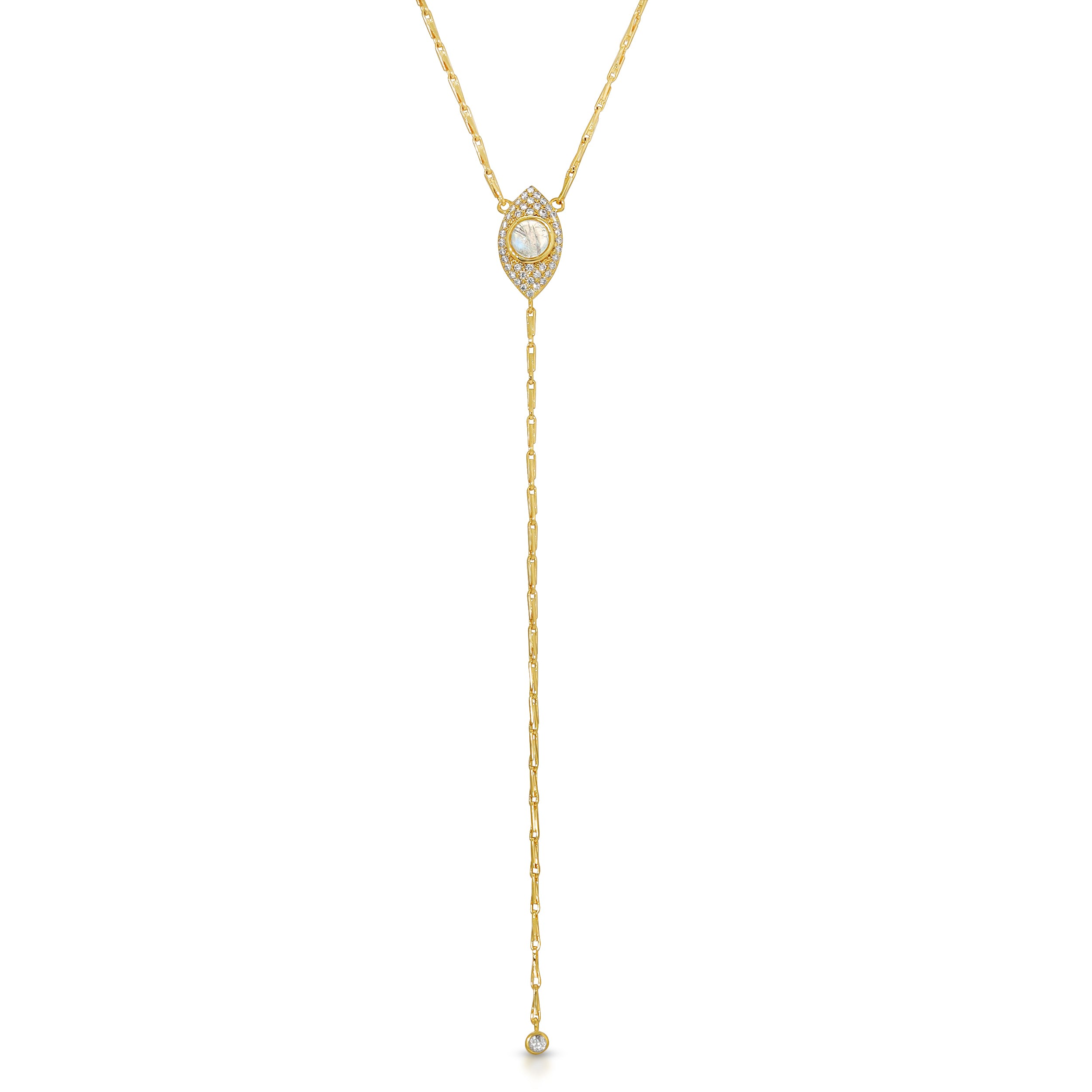 Women’s Gold Hazel Lariat Necklace Moonstone Leeada Jewelry