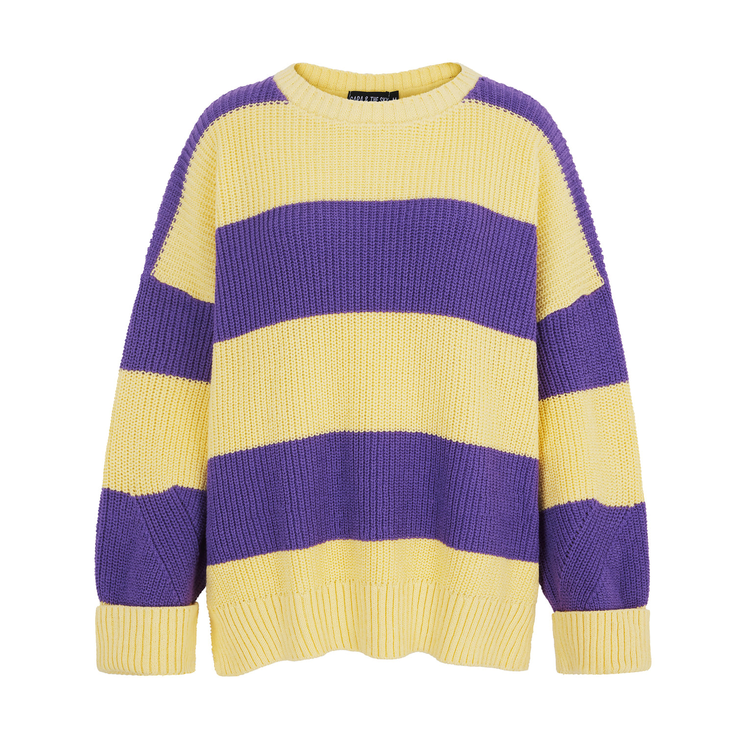 Women’s Pink / Purple / Yellow Rhiannon Recycled Cotton Chunky Stripe Jumper - Purple And Yellow Small Cara & the Sky