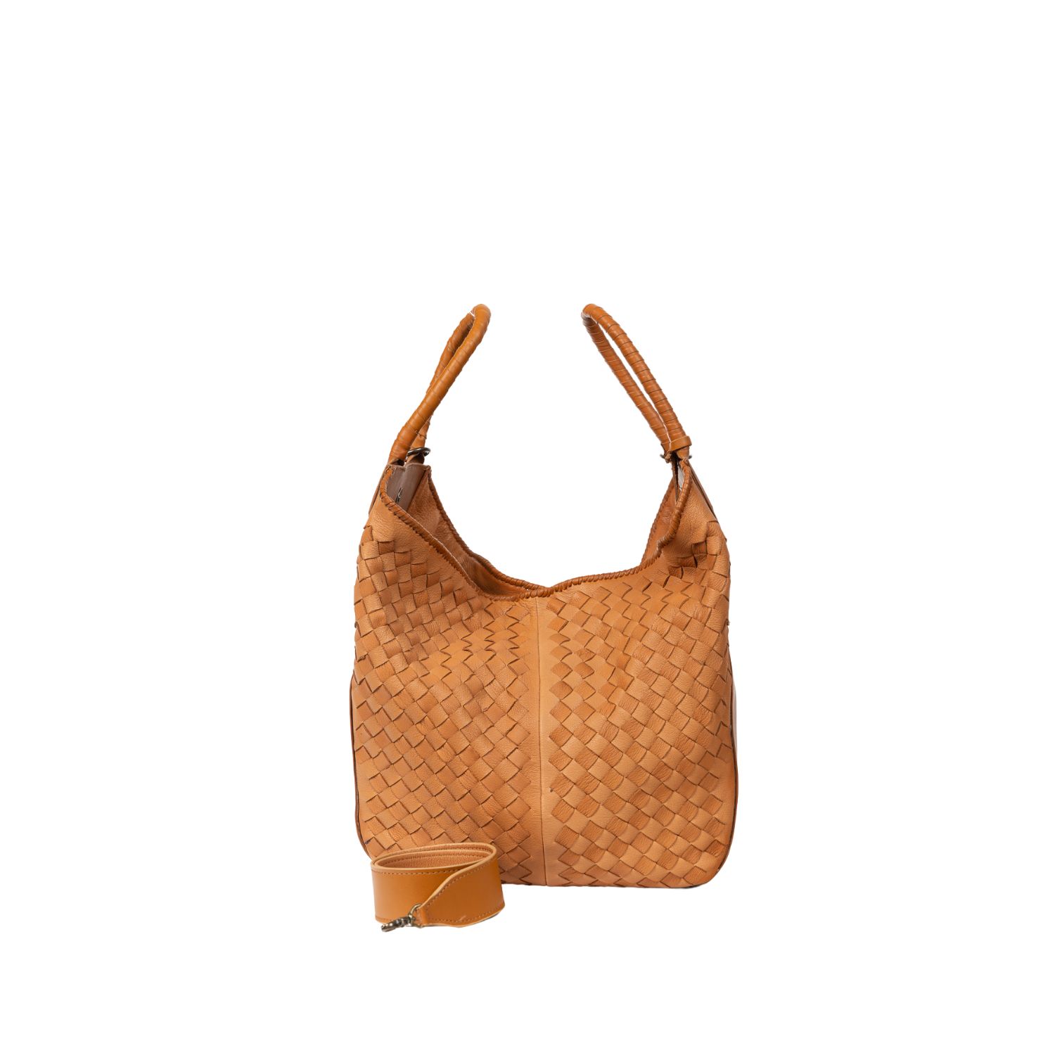 Women’s Neutrals Woven Leather All Day Tote Bag Cognac Deux Mains