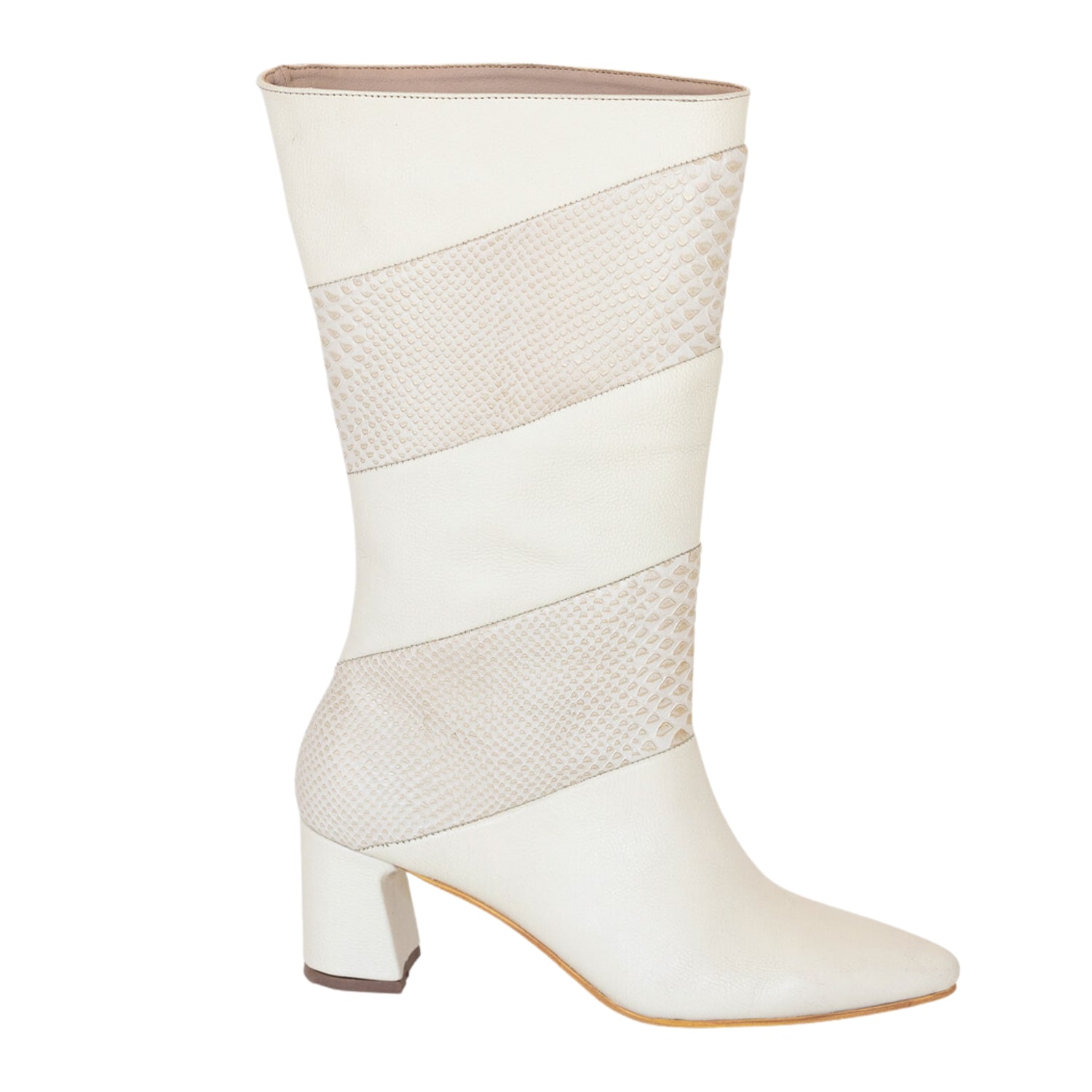 Women’s Neutrals Eléa Boots In White & Ivory Croc Embossed Leather 4 Uk Stivali New York