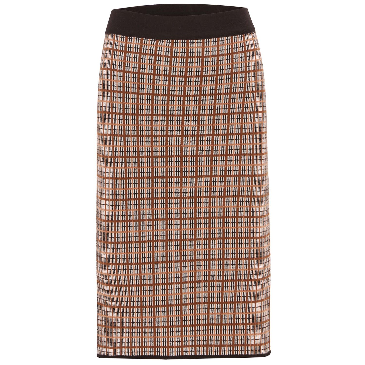 Women’s Plaid Jacquard Knitwear Knee-Lenght Skirt - Multicolour Small Peraluna