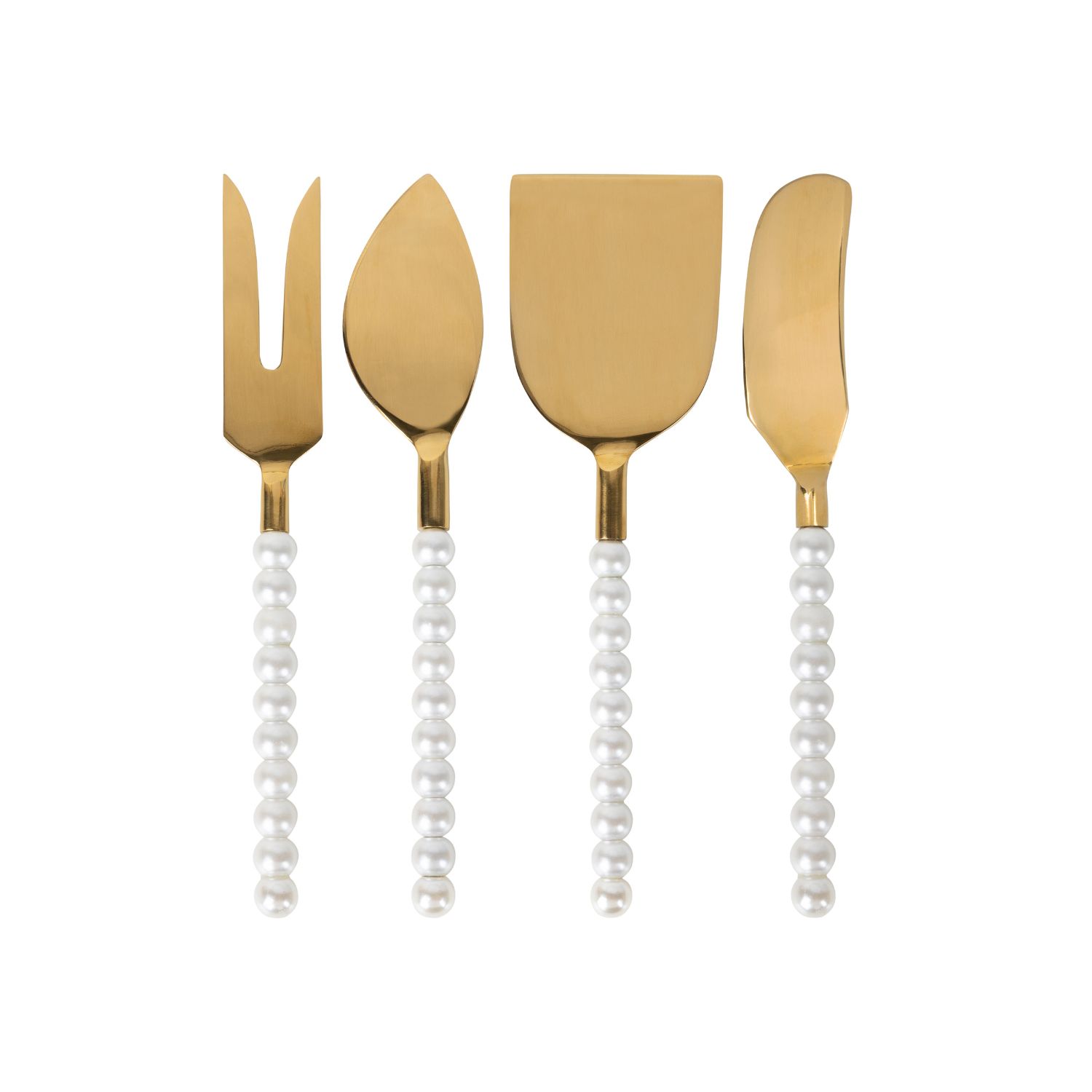 Gold / White Set Of Pearl Cheese Knives Lepelclub