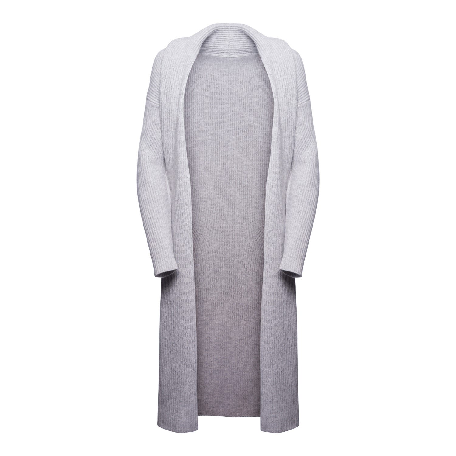 Women’s Ribbed Cashmere Coatigan In Foggy Grey Small Loop Cashmere