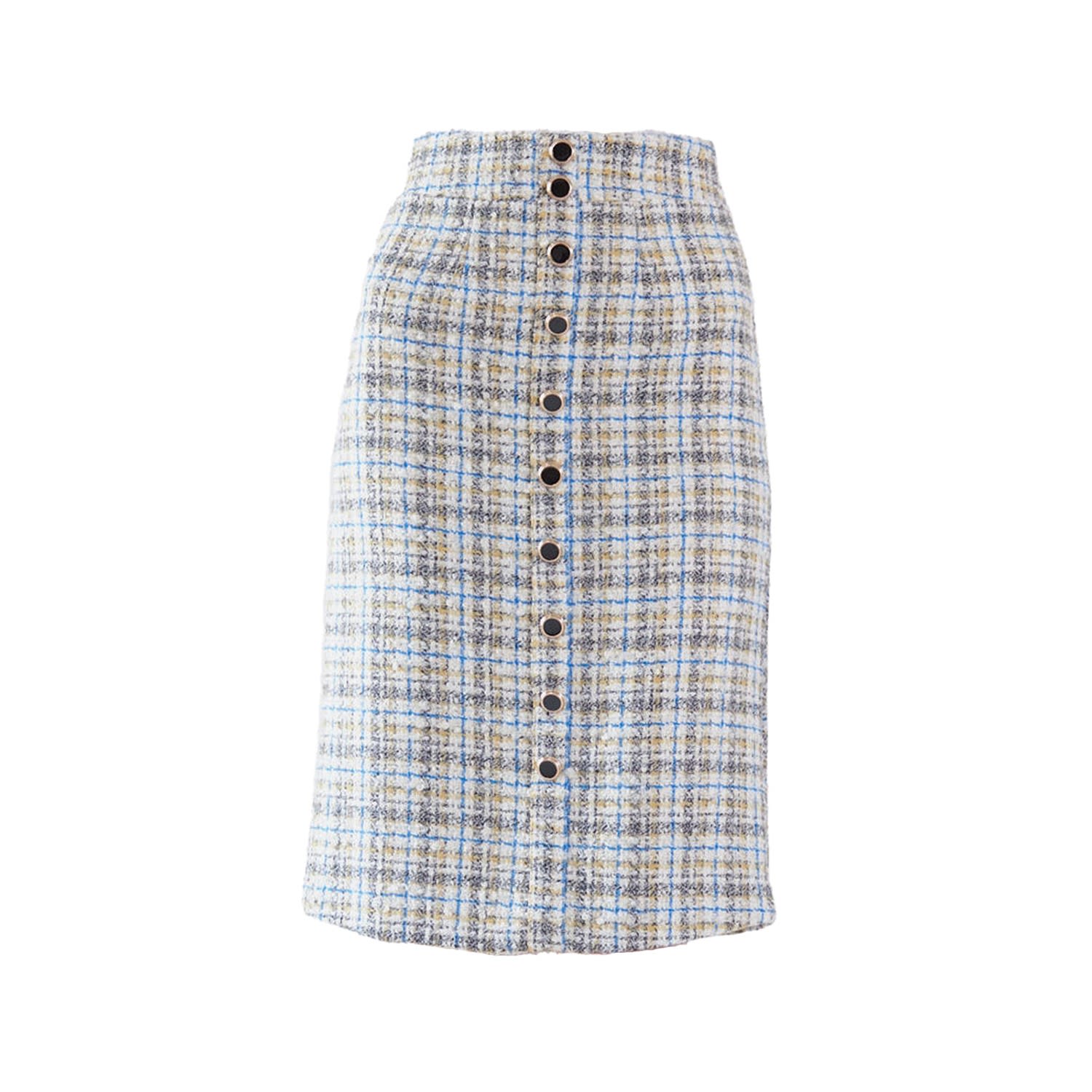 Women’s Power Woman Pencil Plaid Tweed Skirt Extra Large Le Réussi