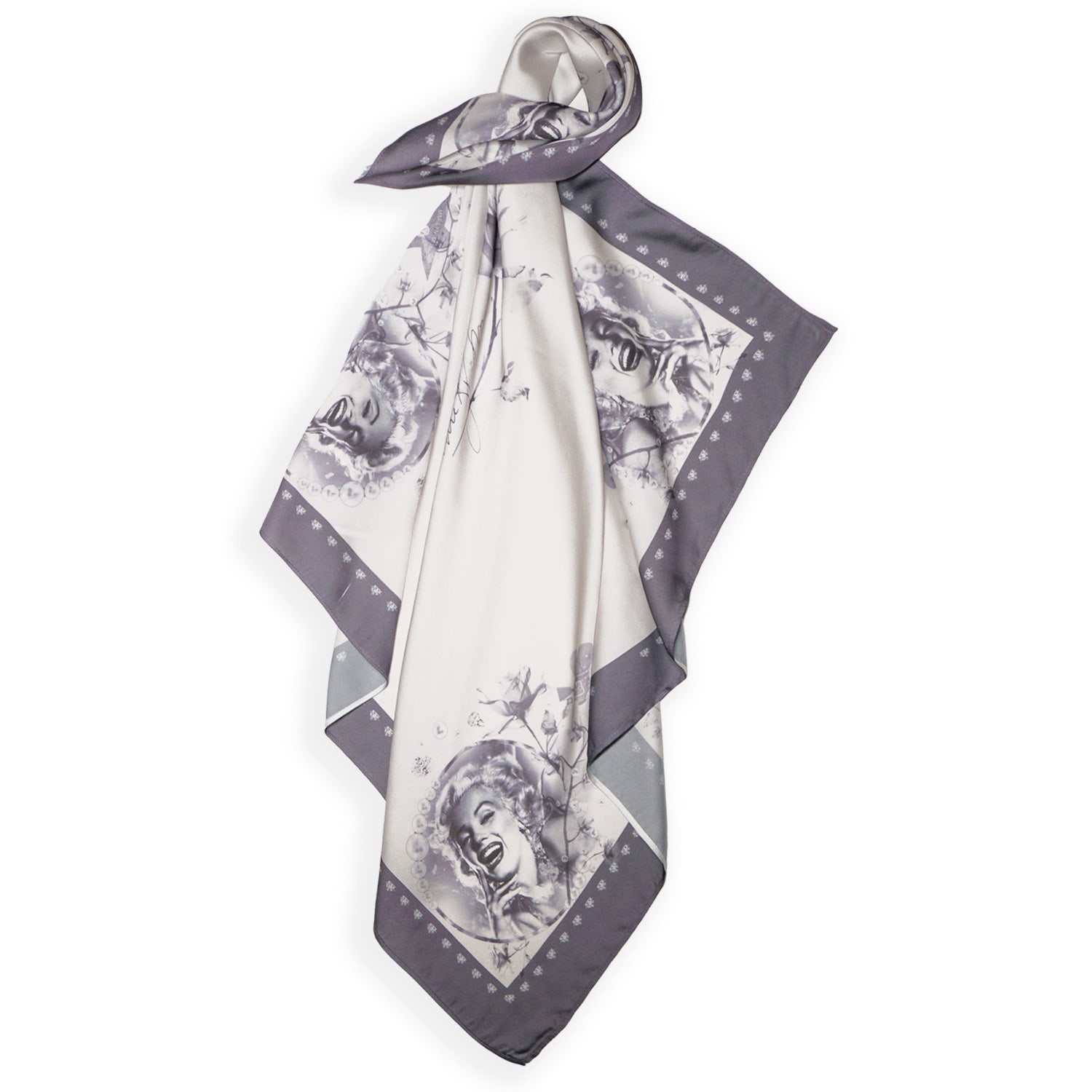 Women’s Black / Grey Limited Edition Marilyn Monroe Diamonds & Roses Bandana Scarf Black Cake