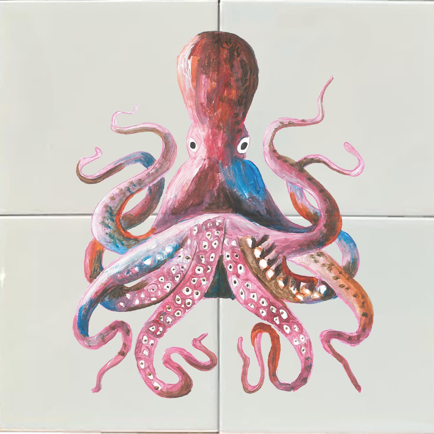 Blue Tile Panel Funky Octopus Catchii