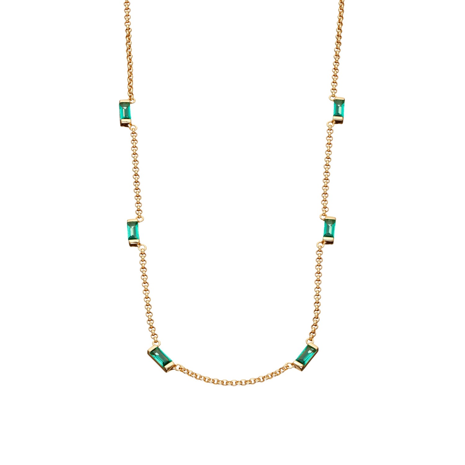 Women’s Gold Cleopatra Green Baguette Chain Necklace Scream Pretty