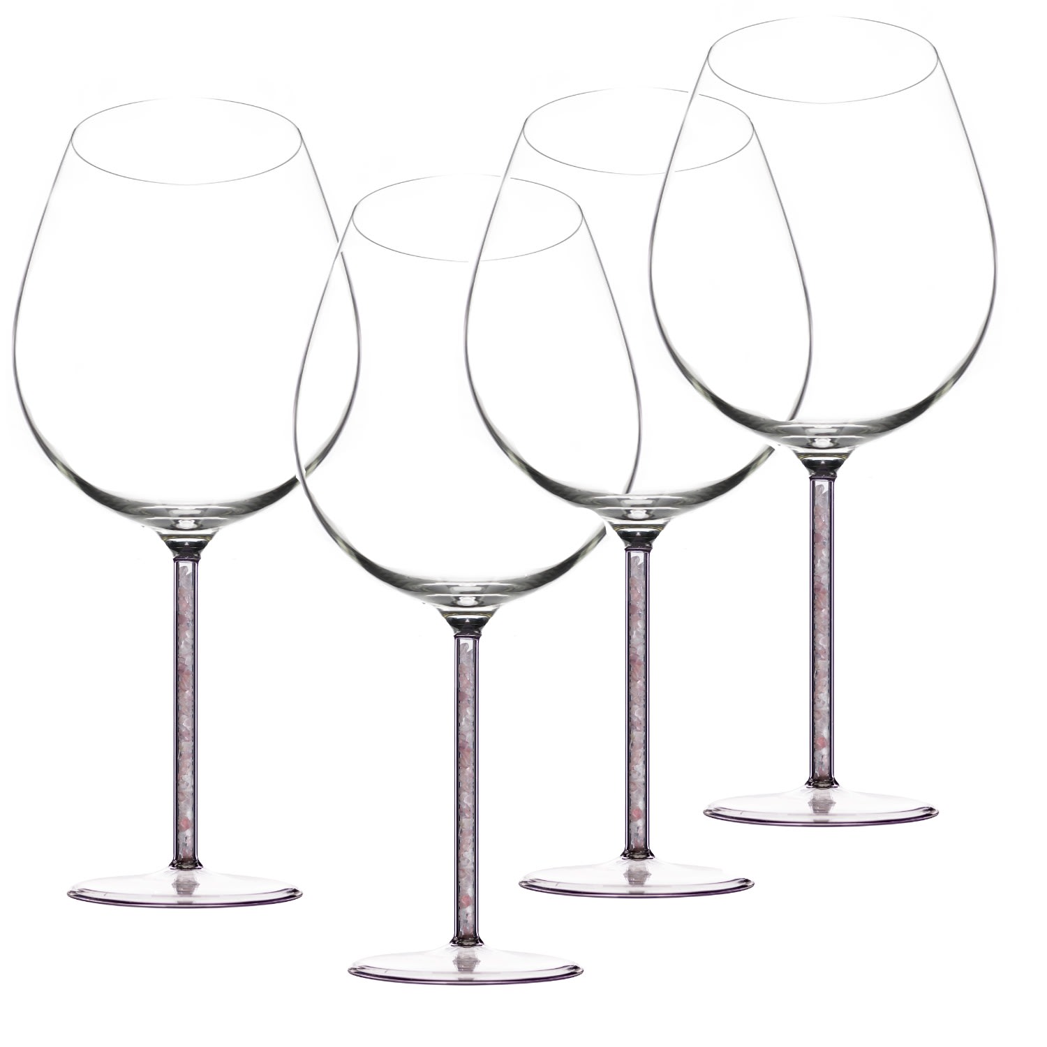 Crystal-Stemmed Wine Goblet - Rose Quartz - Four Piece Greatfool