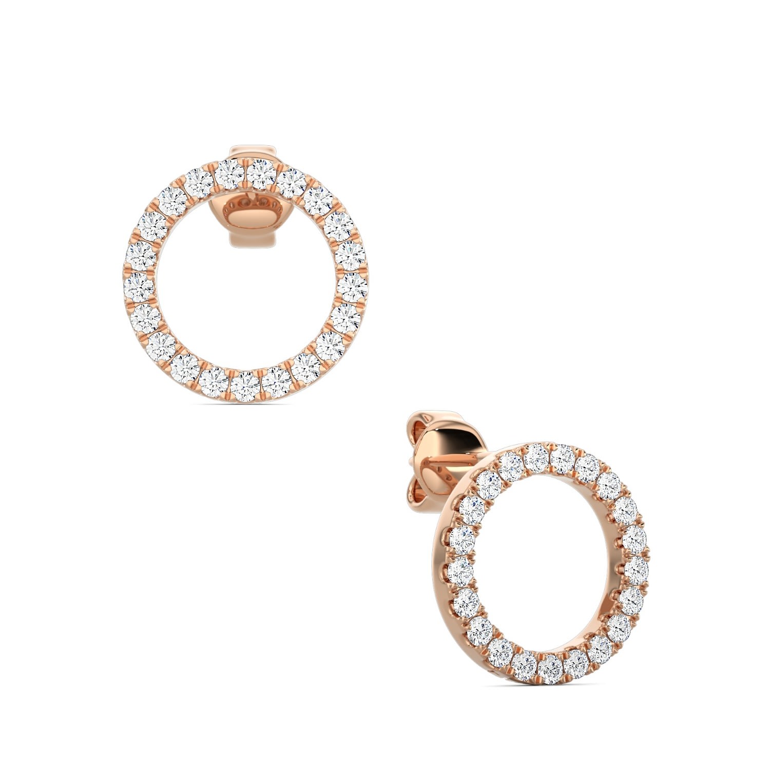 Women’s Rose Gold Halo Diamond Pavé Circle Stud Earrings Itara Jewelry