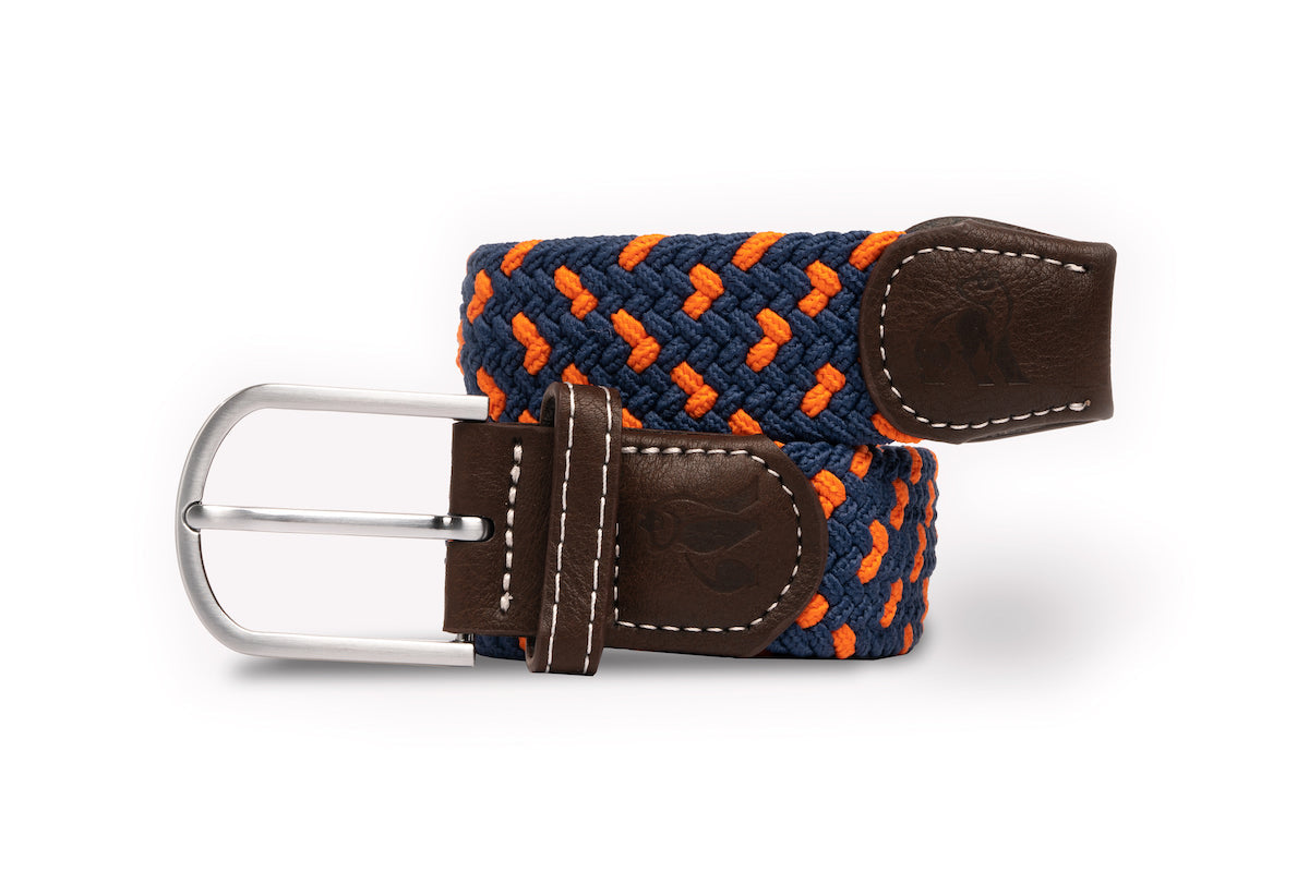 Men’s Woven Belt - Navy & Orange Spot Small Swole Panda