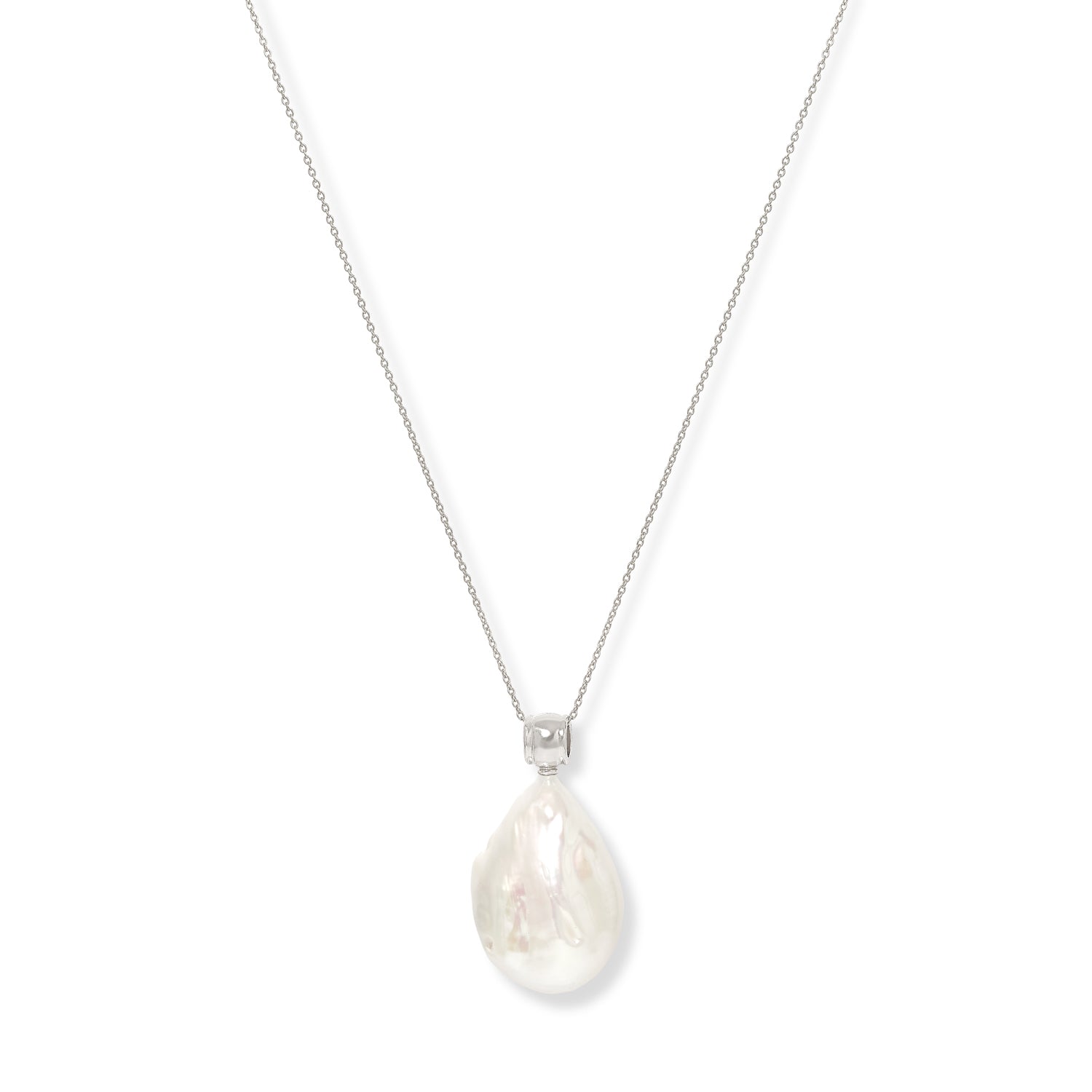 Women’s White / Silver Decus Large Keishi Pearl Pendant On Fine Sterling Silver Chain Pearls of the Orient Online